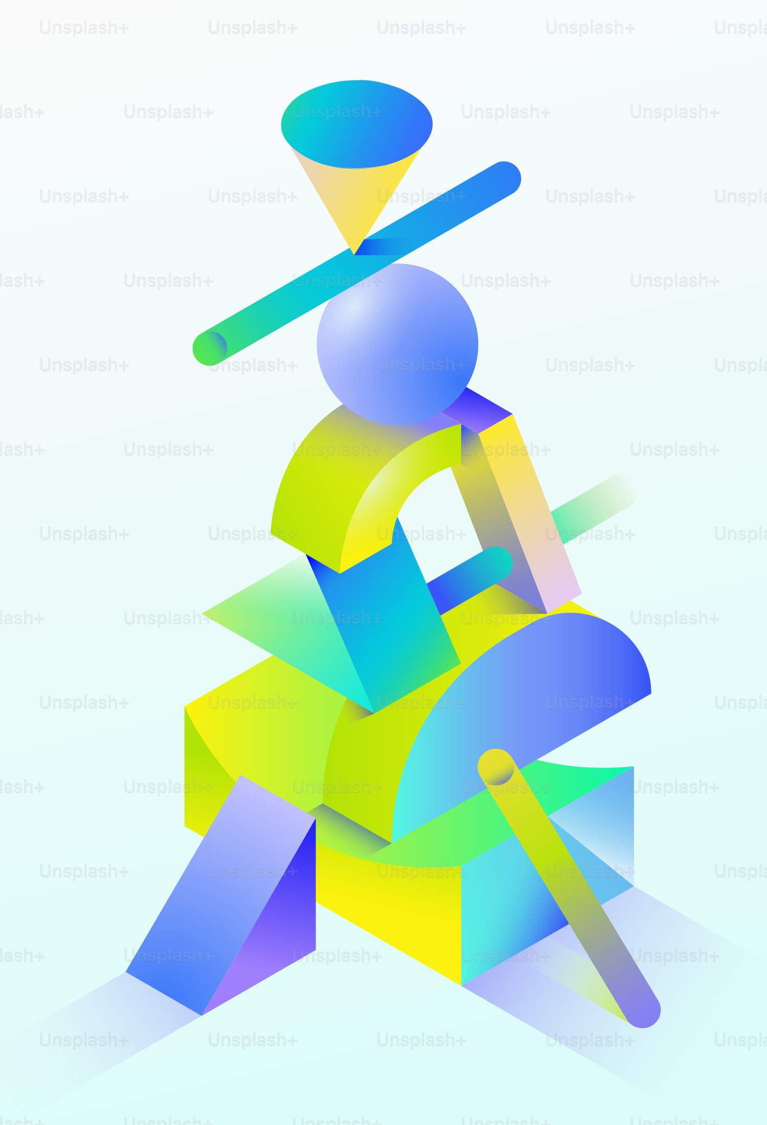 Abstract geometric shapes stacked in colorful balance. vector ...