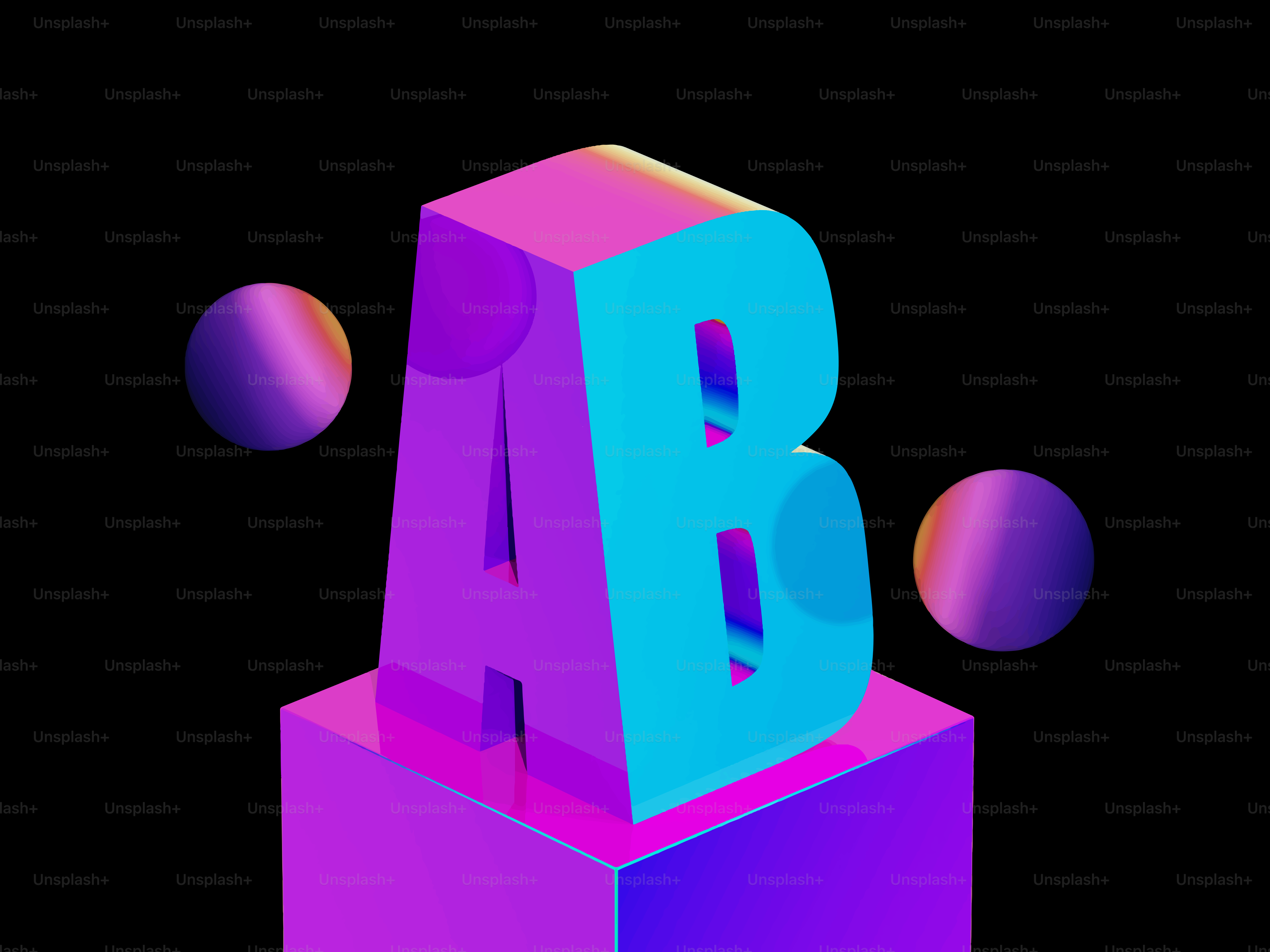 3D letters a and b with gradient colors
