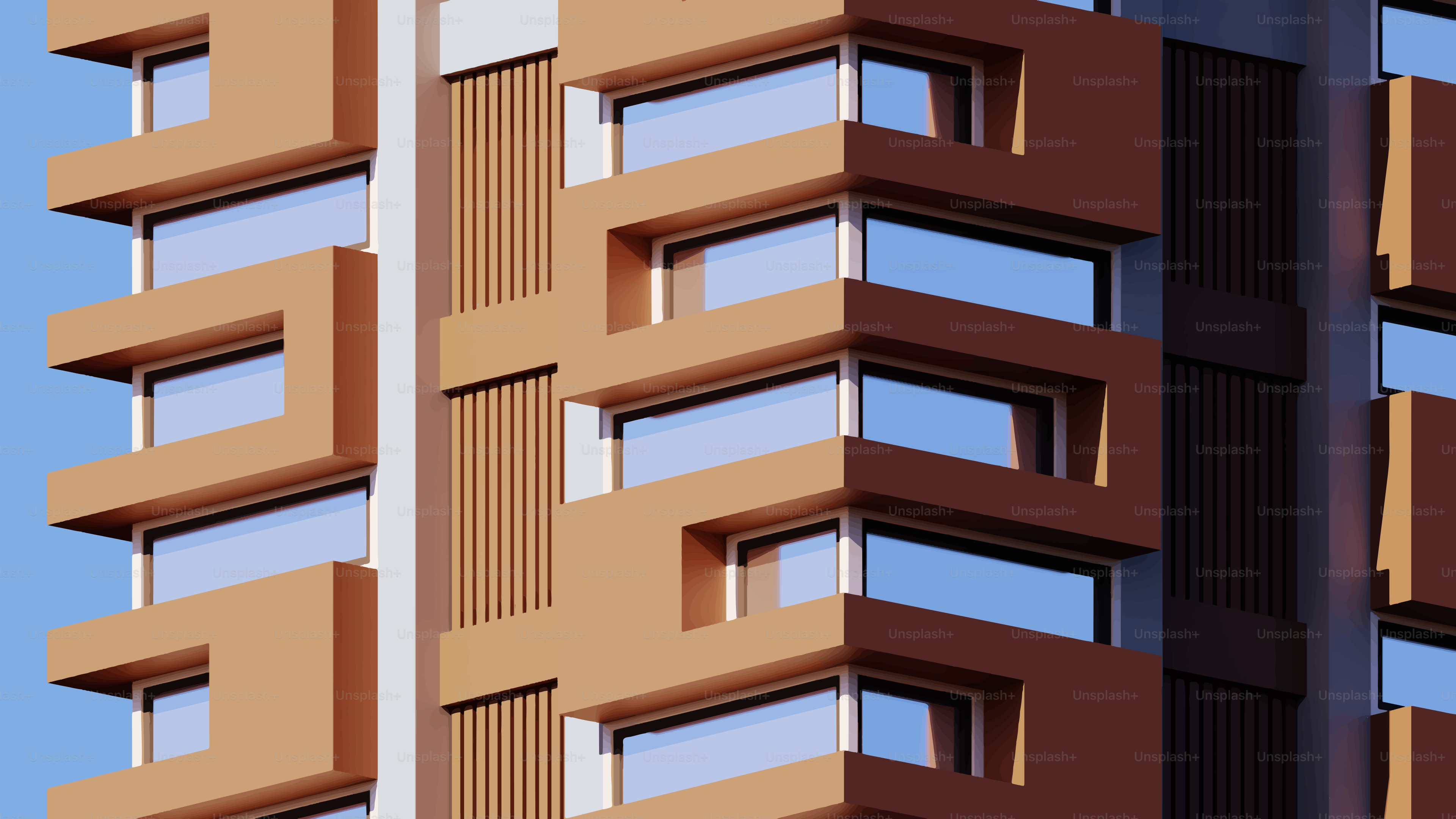 Modern building with geometric facade and windows