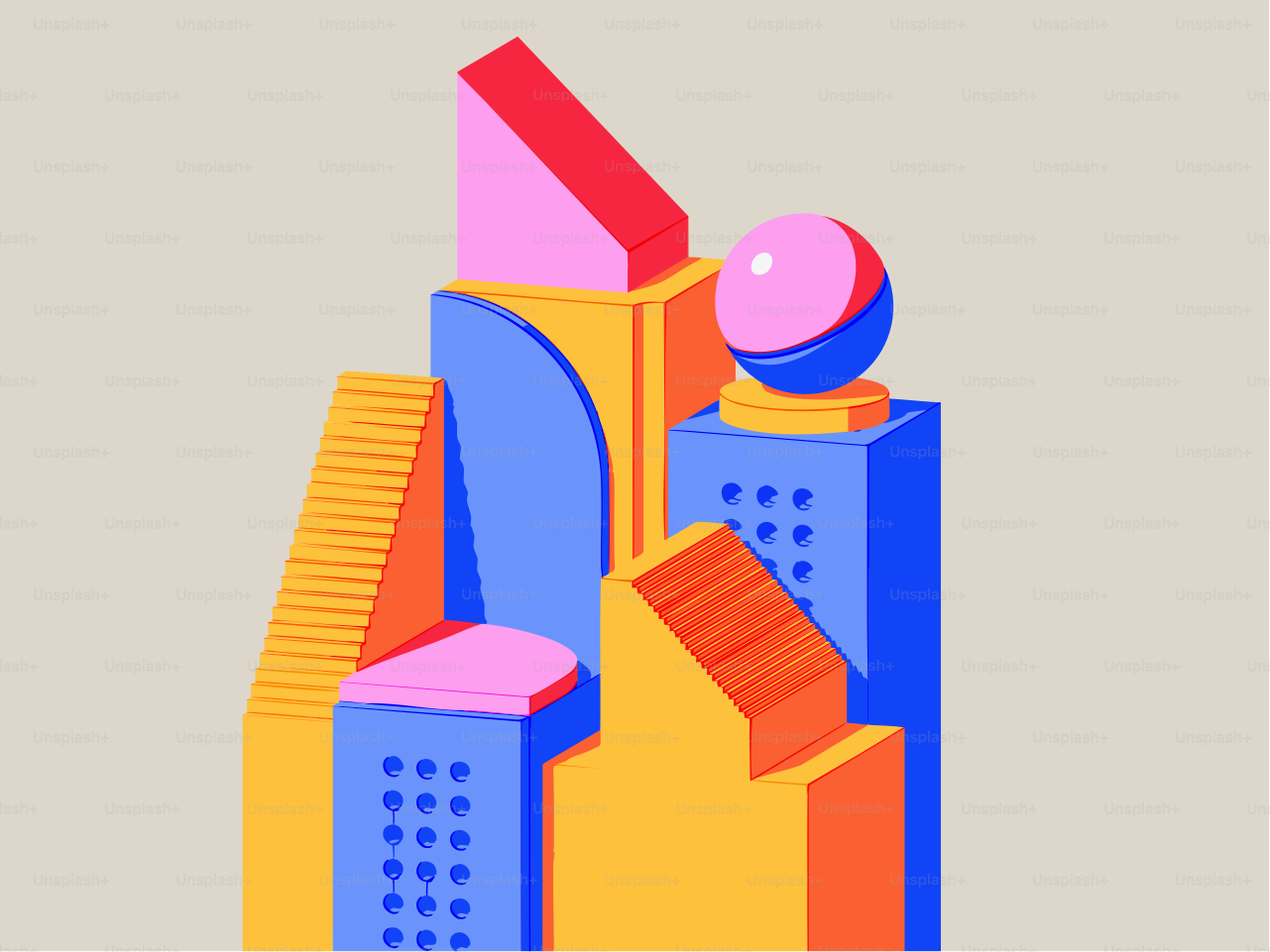 Abstract geometric shapes in bright colors