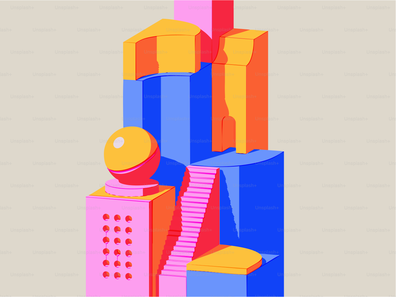 Forme geometriche astratte in colori e forme vivaci