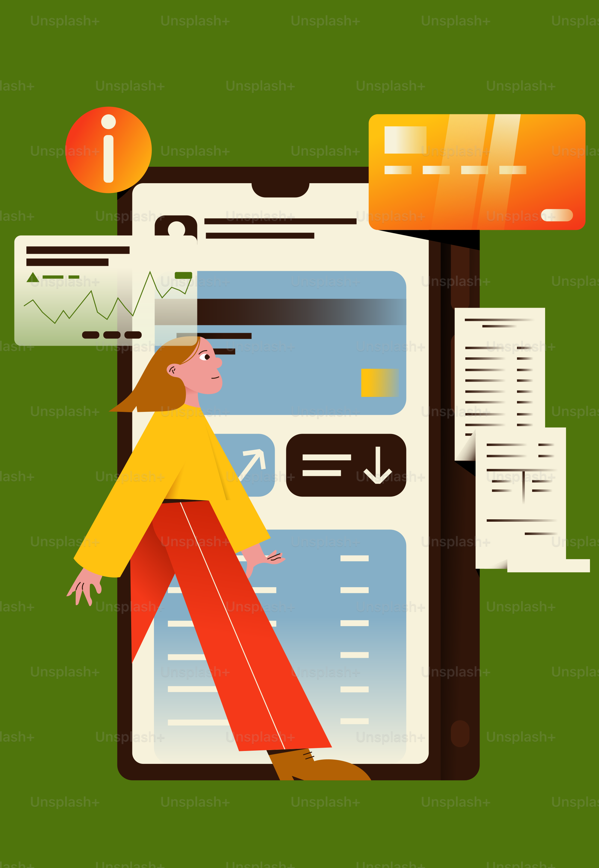 Woman interacting with a smartphone banking app