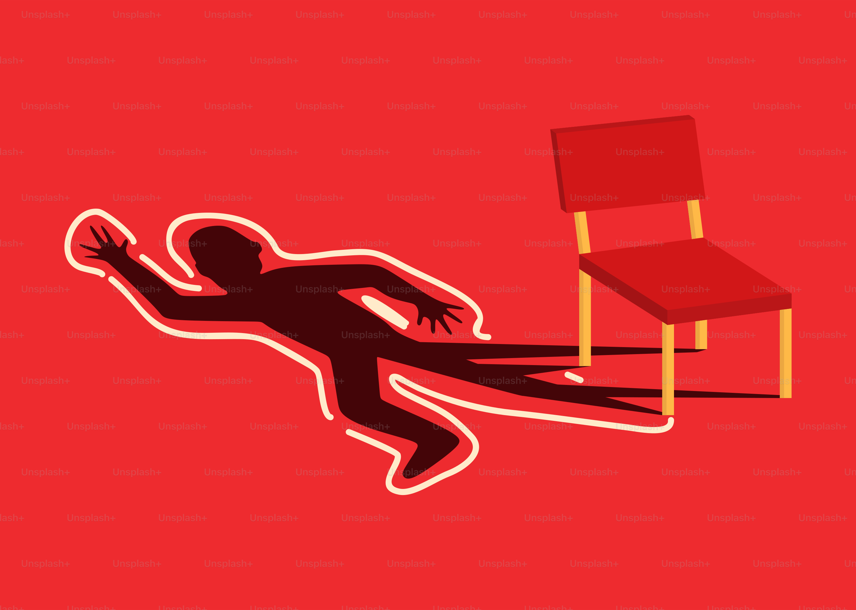 椅子の隣にいる体のチョークの輪郭