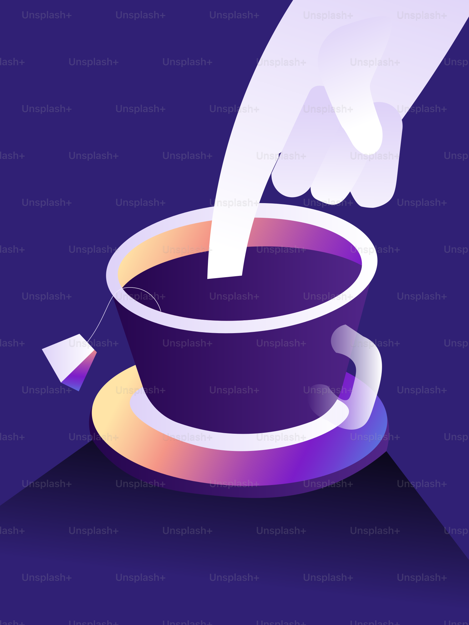 A finger stirring a cup of tea