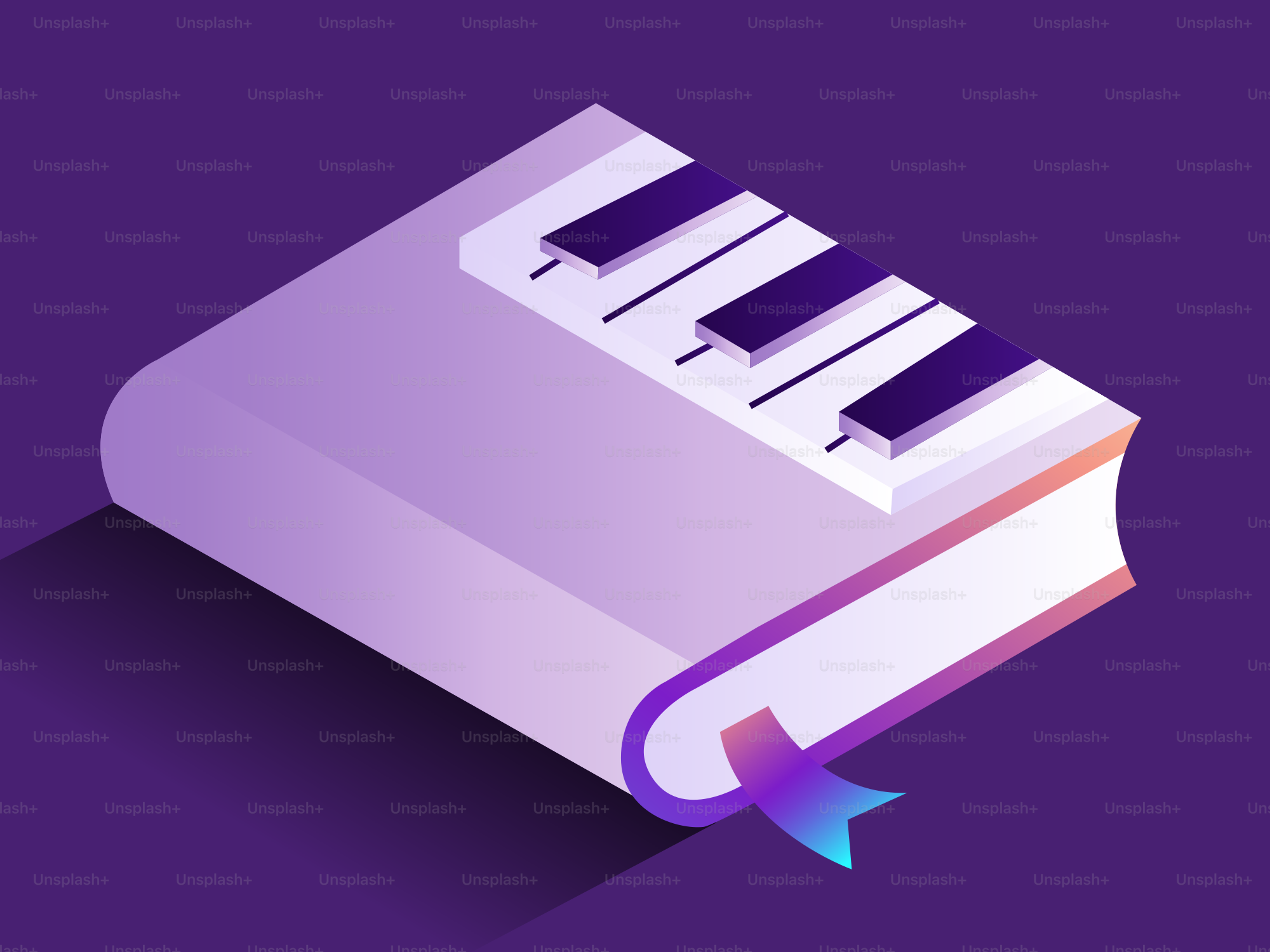 A book with piano keys on its cover.