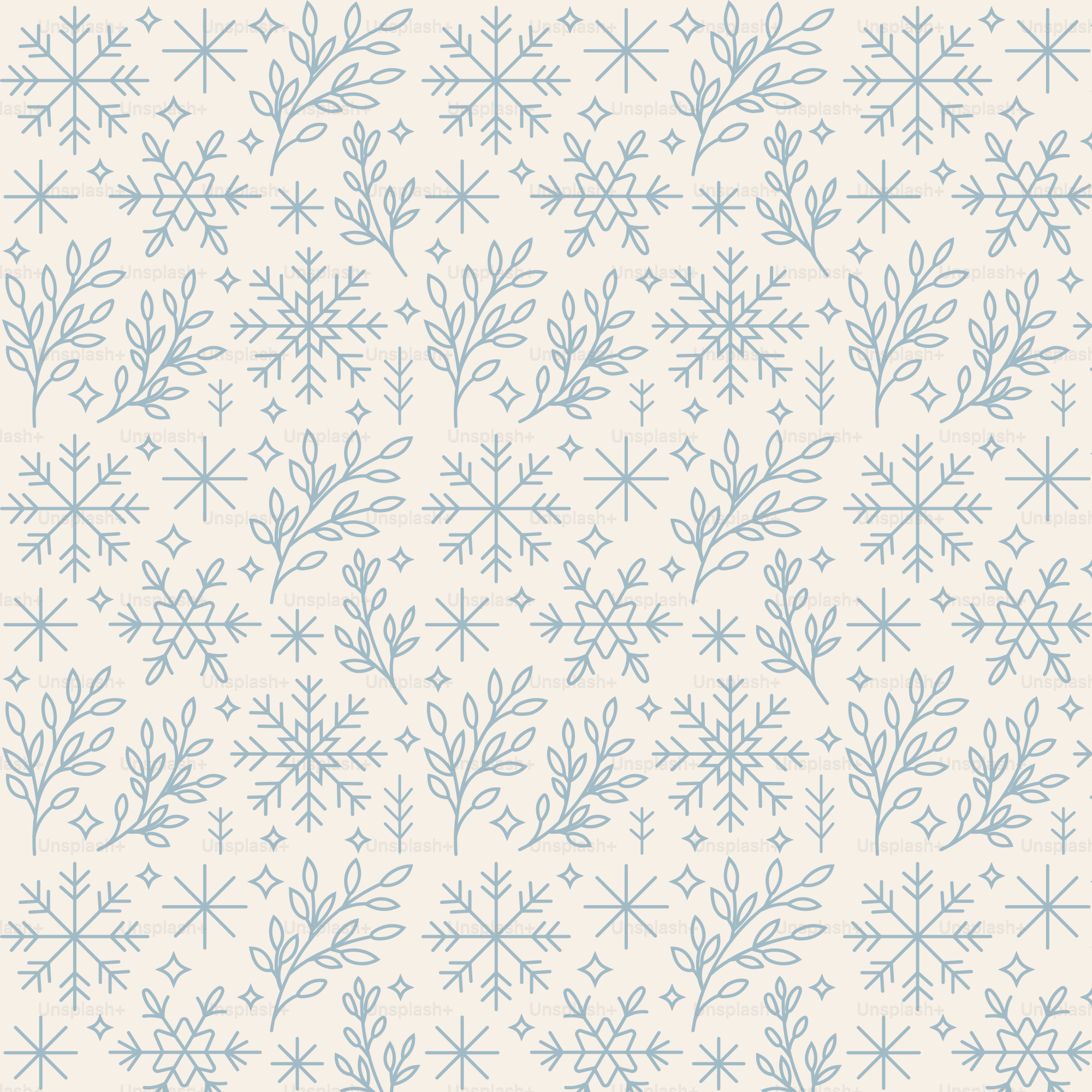 Seamless pattern of snowflakes and branches