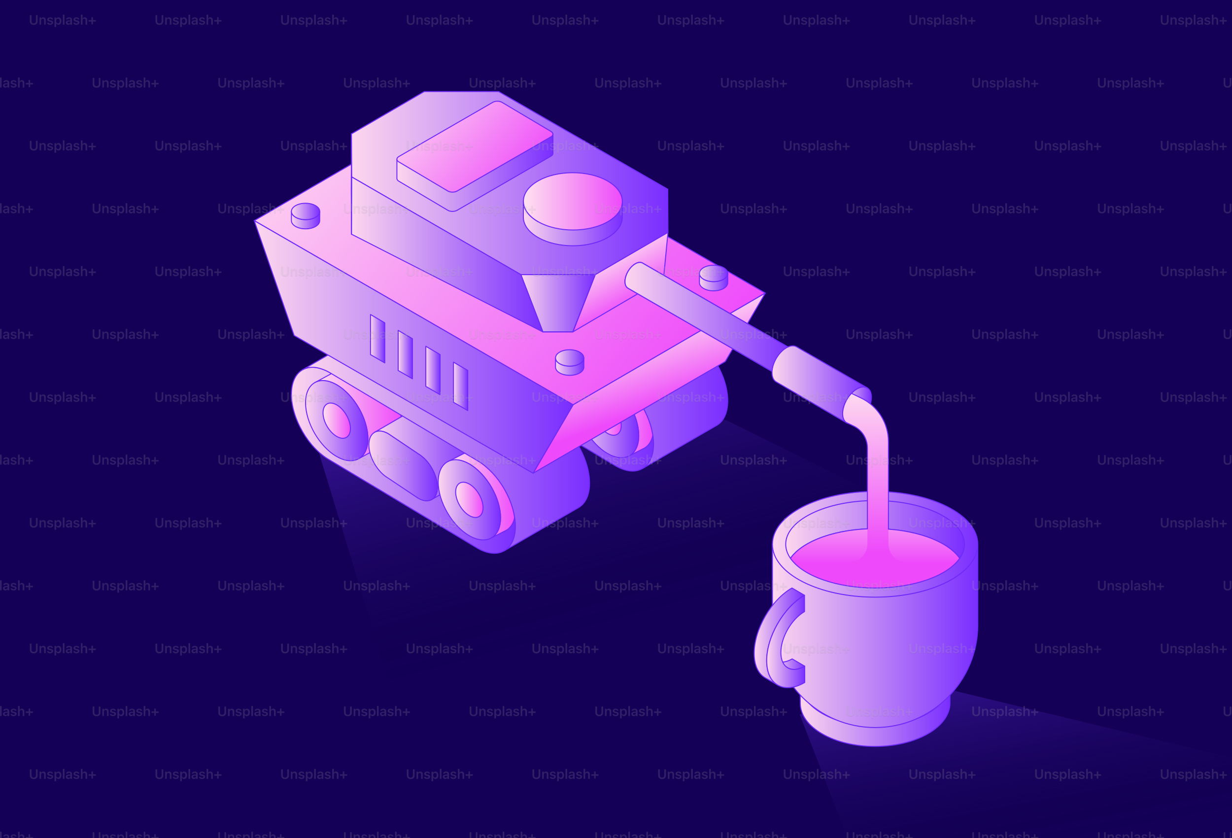 Tank pouring liquid into a coffee cup