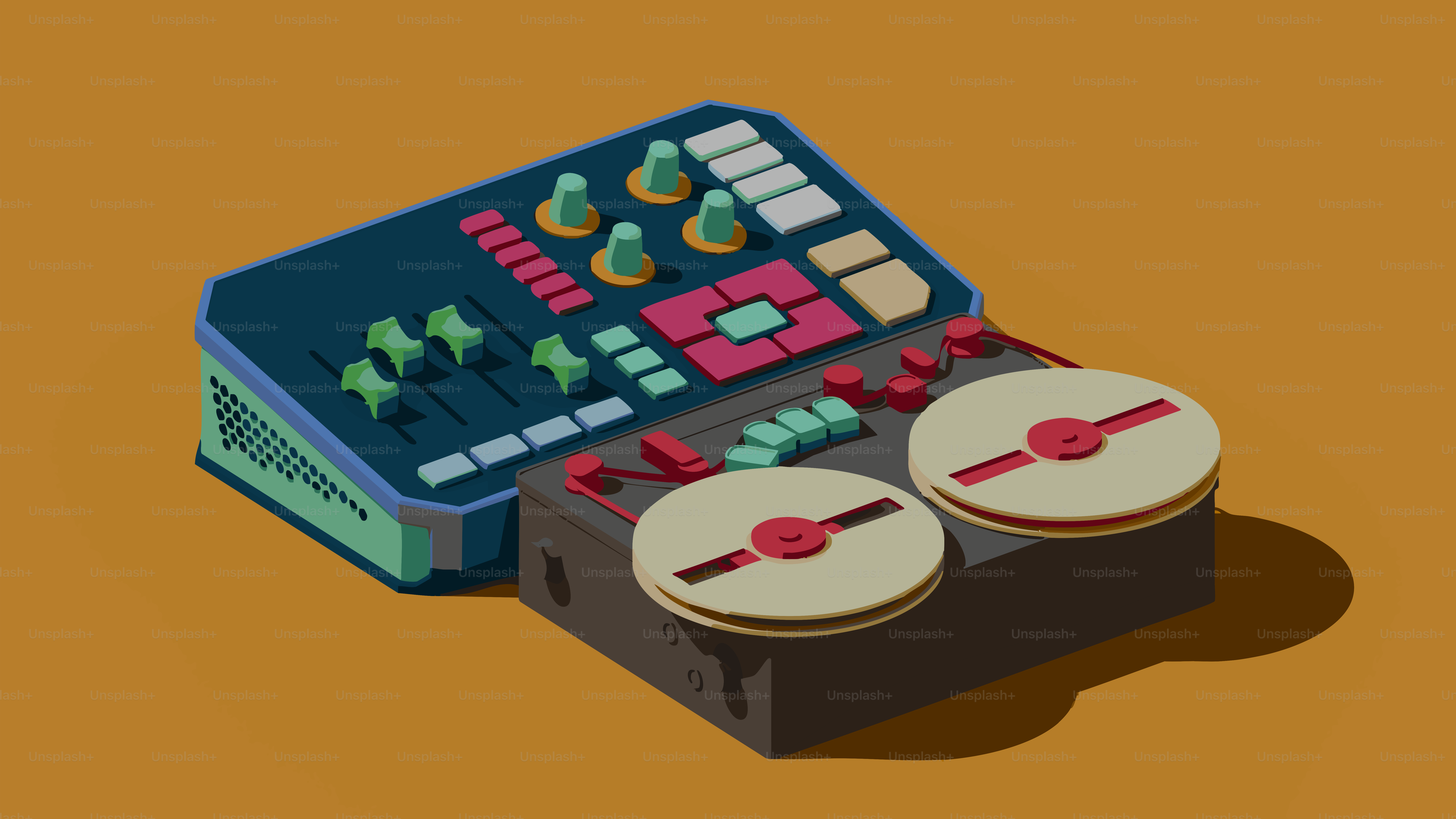 ミキシングボードとリール・トゥ・リールテープレコーダー