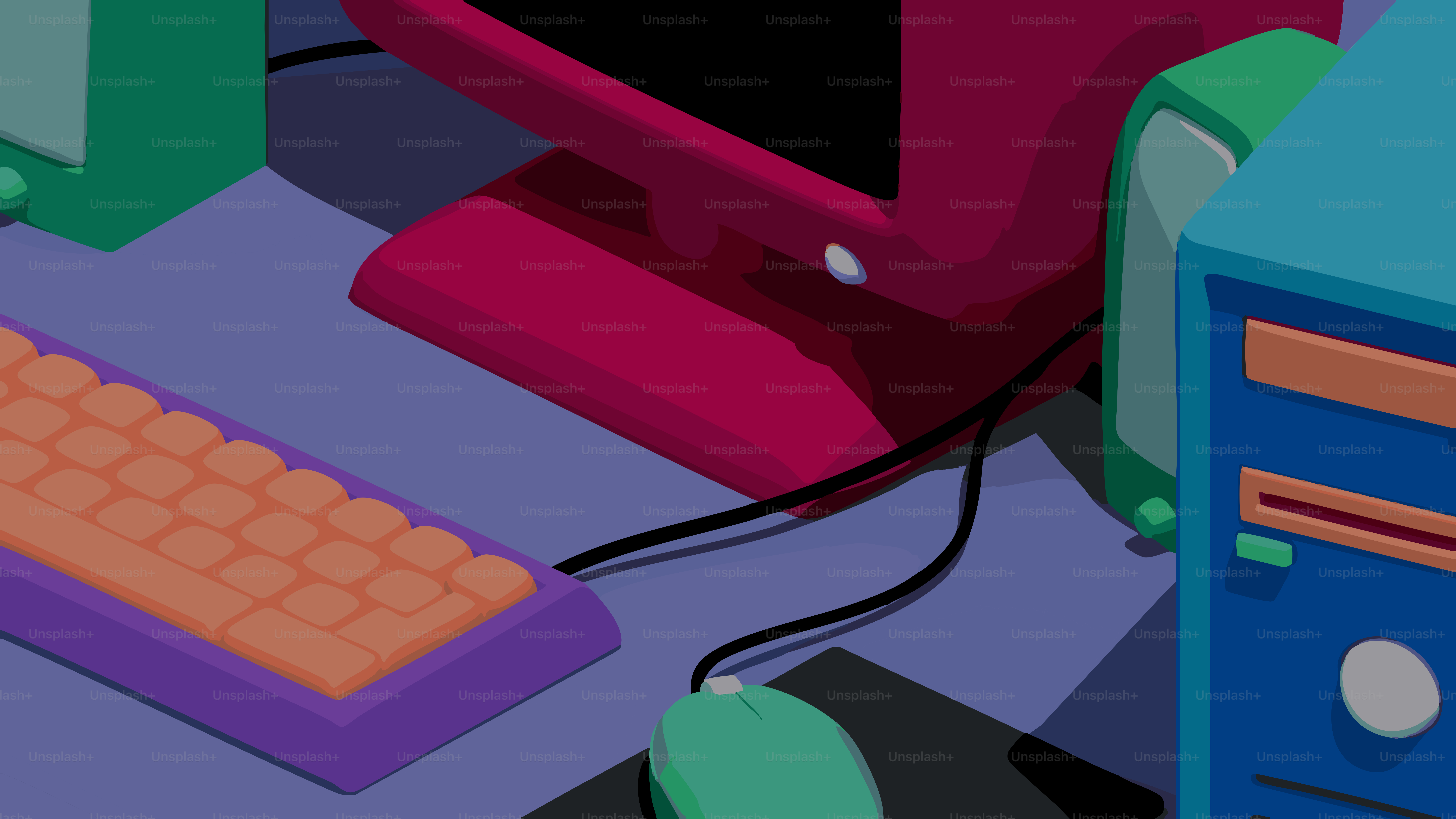 キーボードとマウスのパソコンセットアップ。