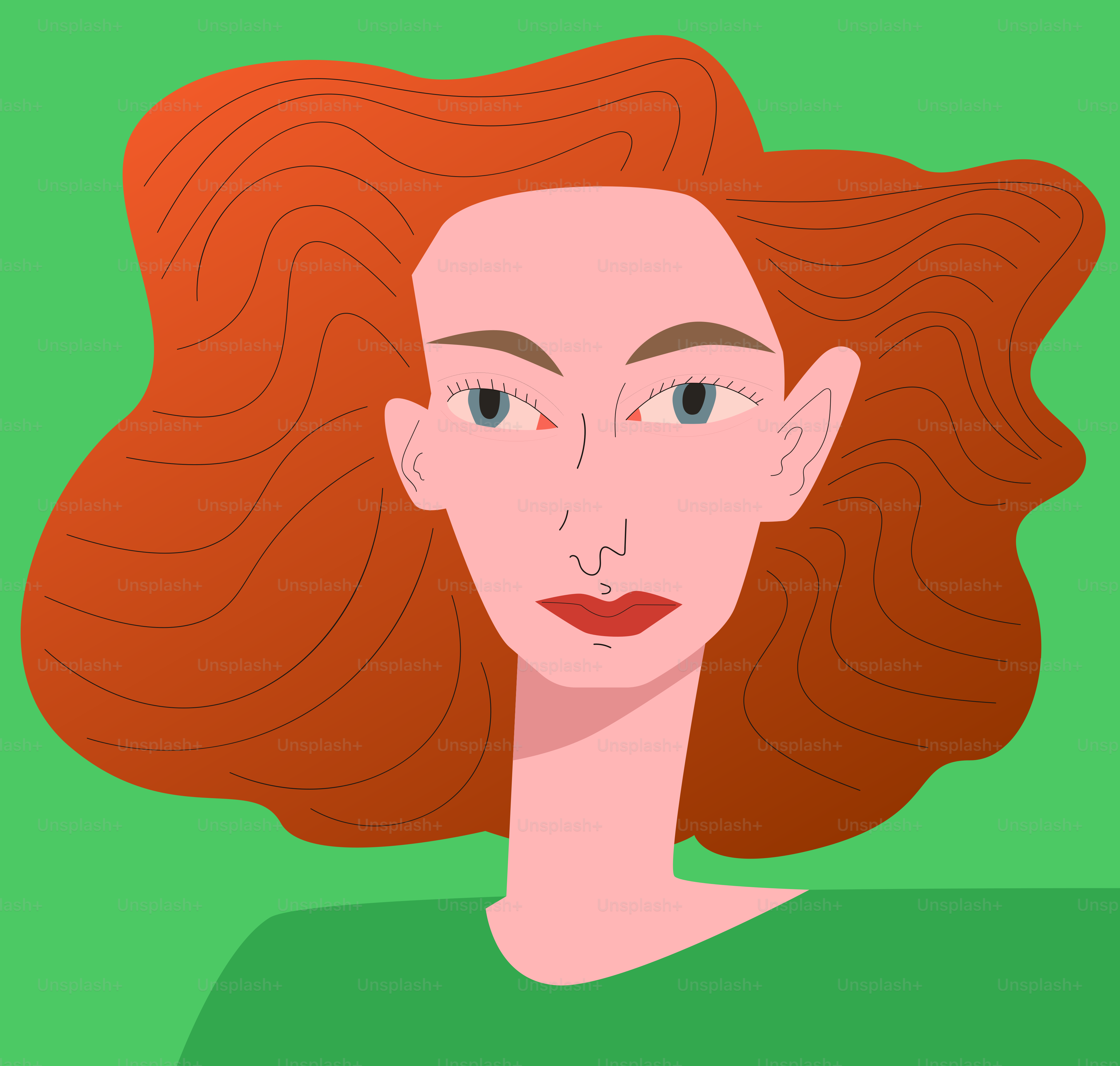 Retrato estilizado de una mujer de pelo rojo