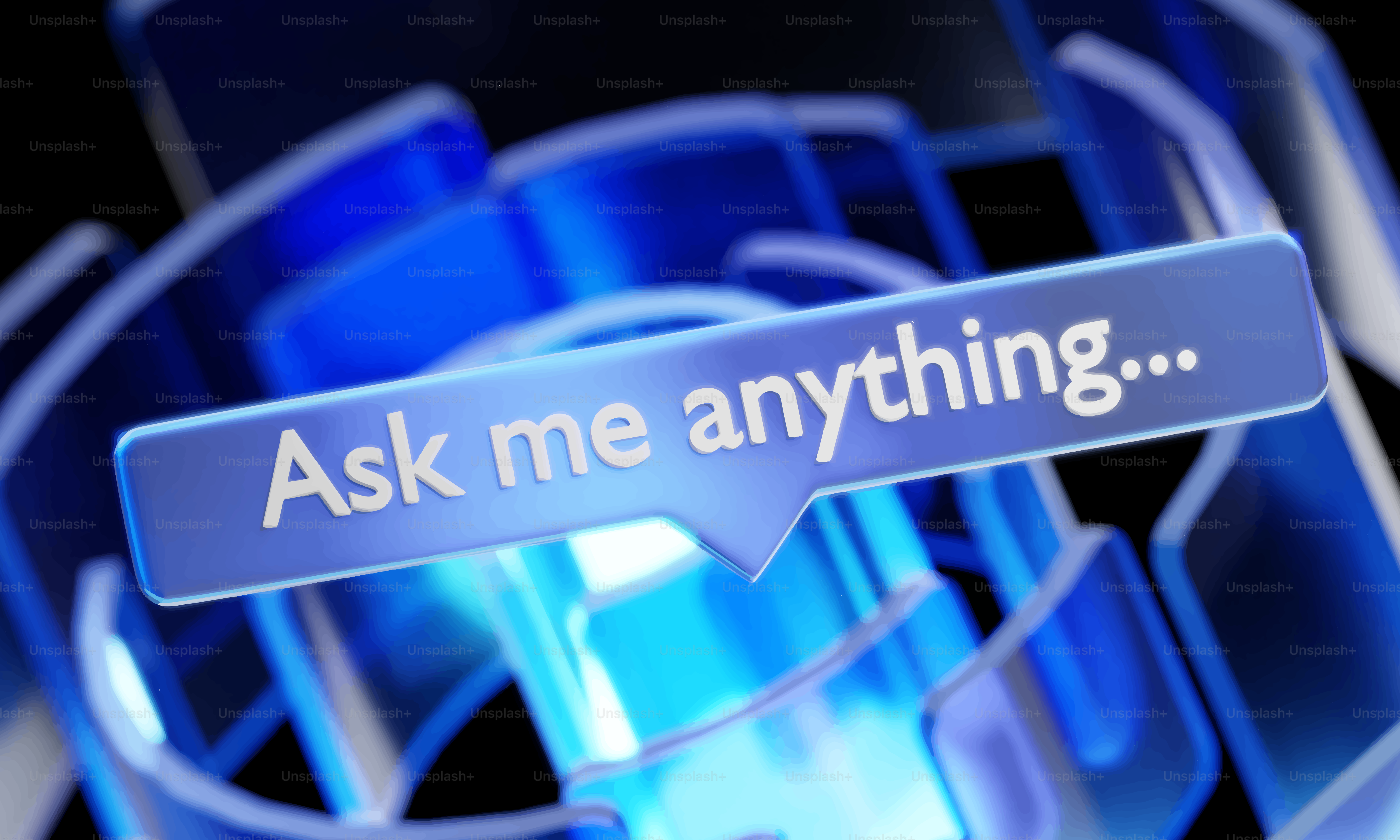 Ask me anything speech bubble with abstract background