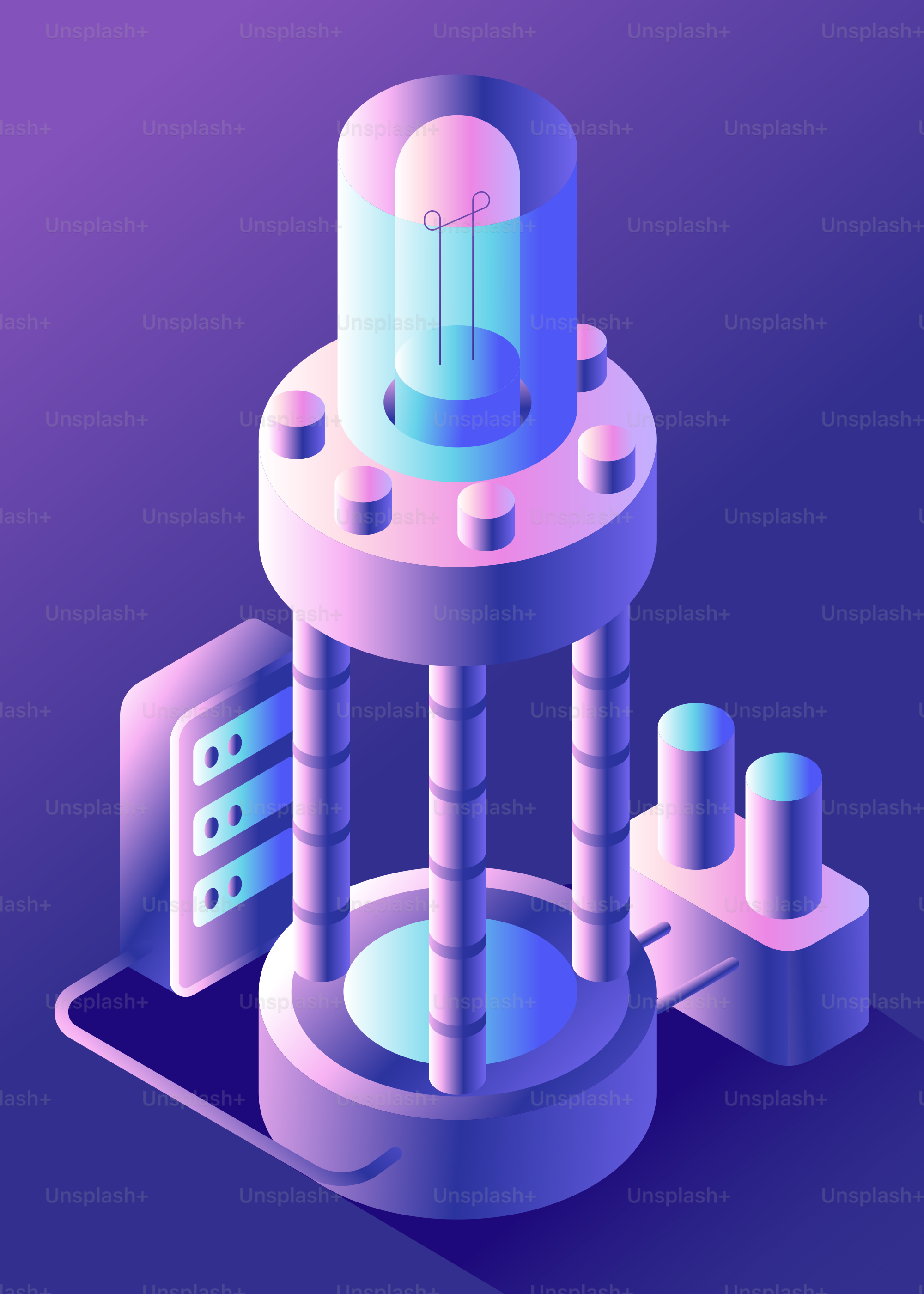 Abstract futuristic laboratory equipment with glowing lights