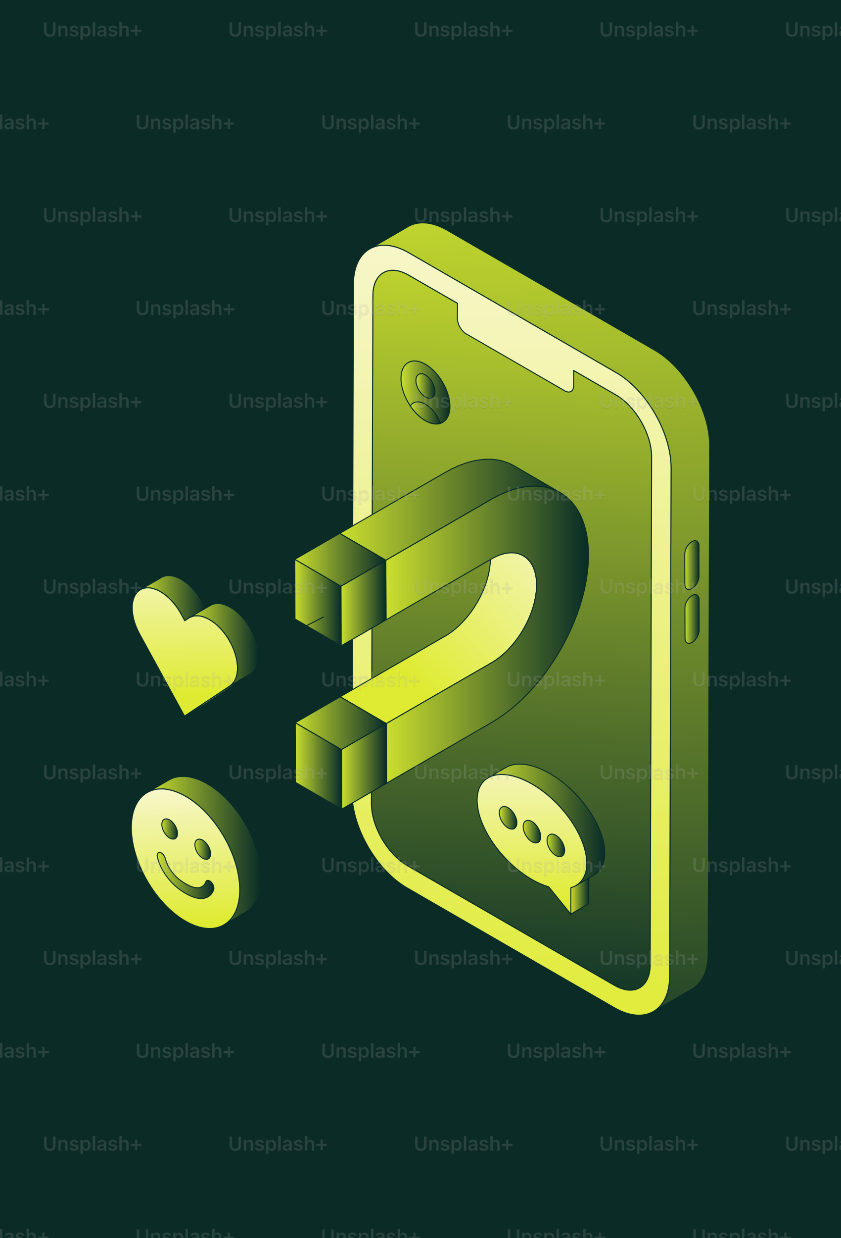 Magnet attracting social media icons to phone