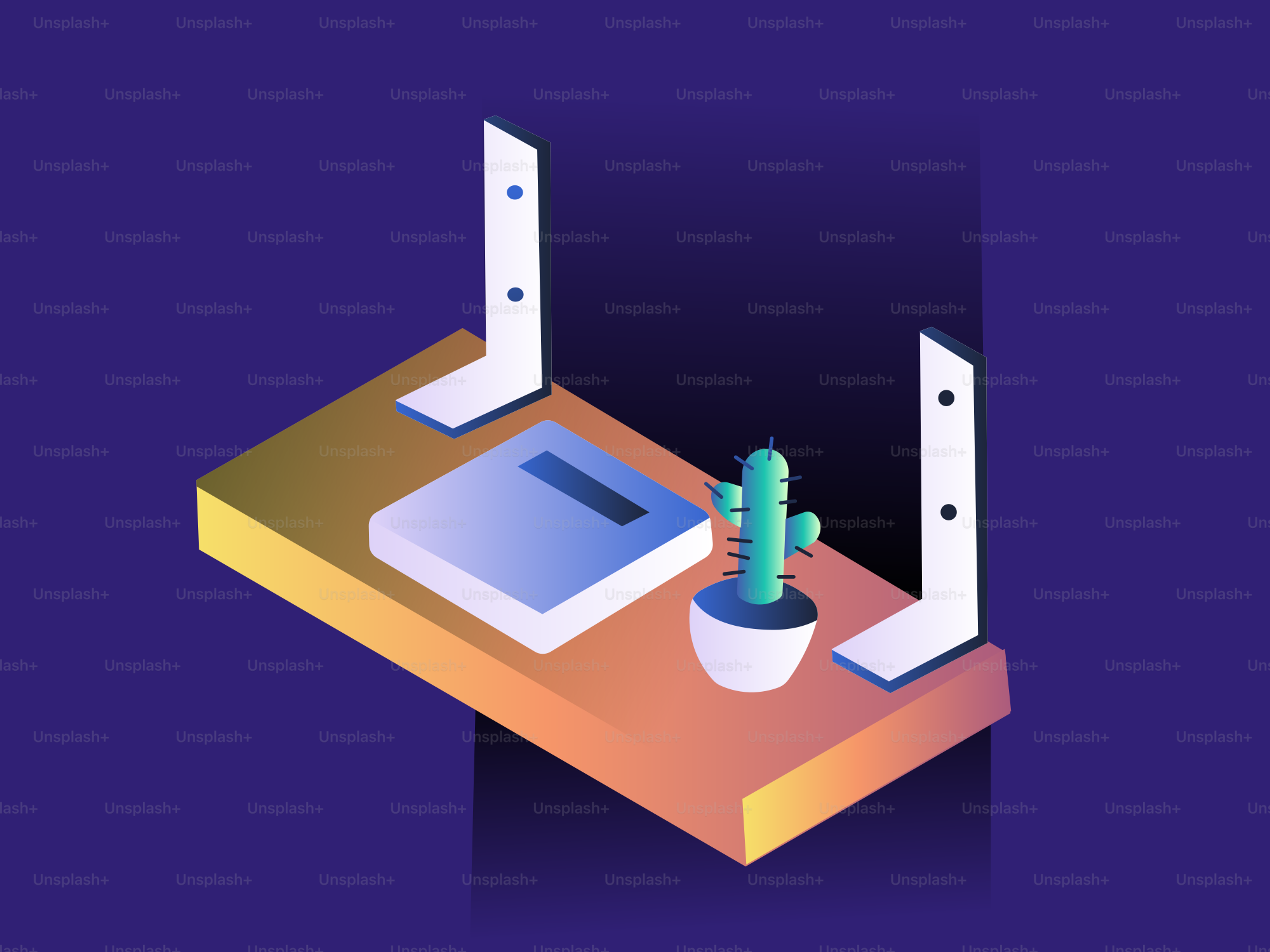 Una estantería con un libro y un cactus en maceta