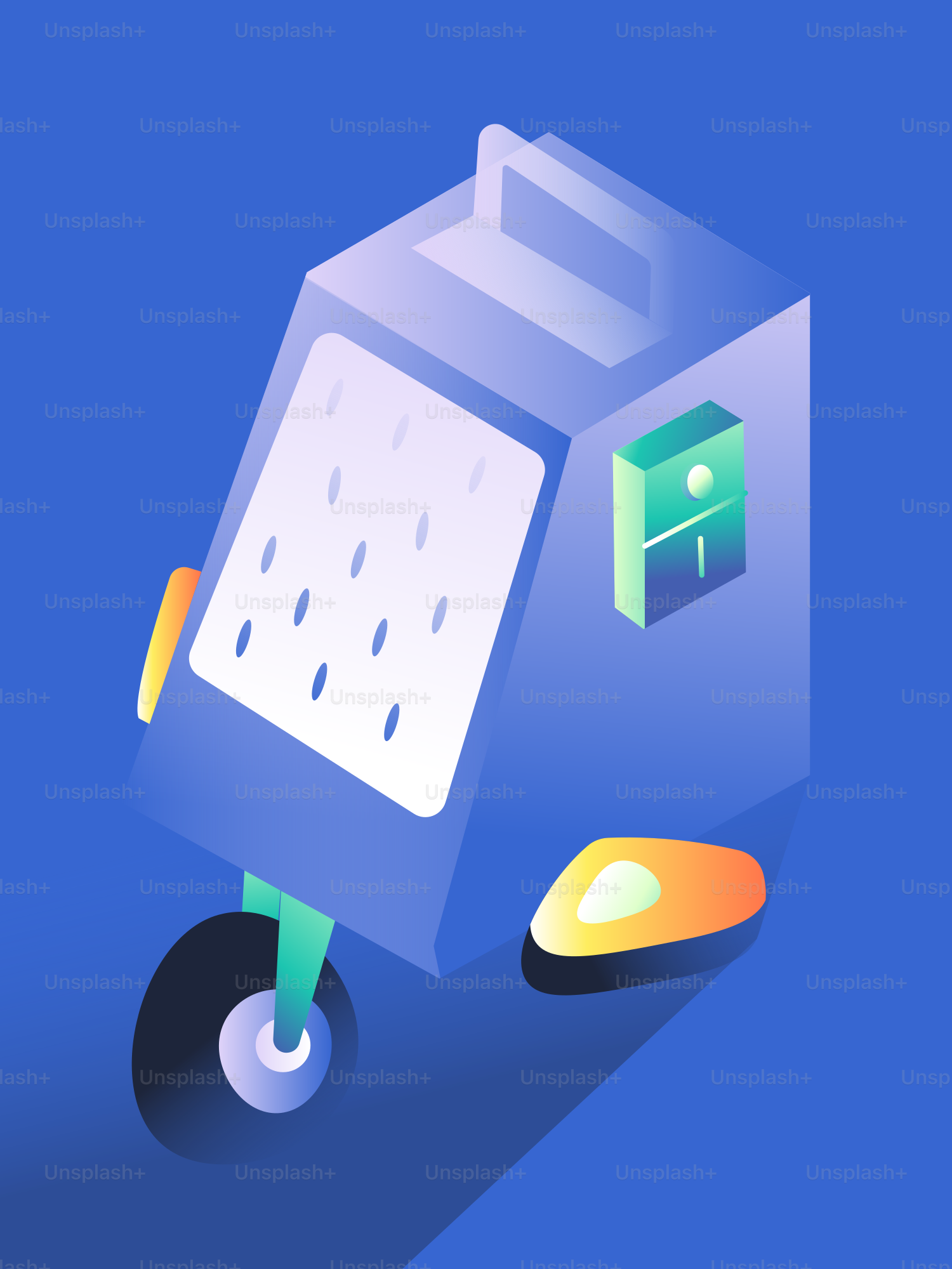 Futuristic vehicle with one wheel and handle