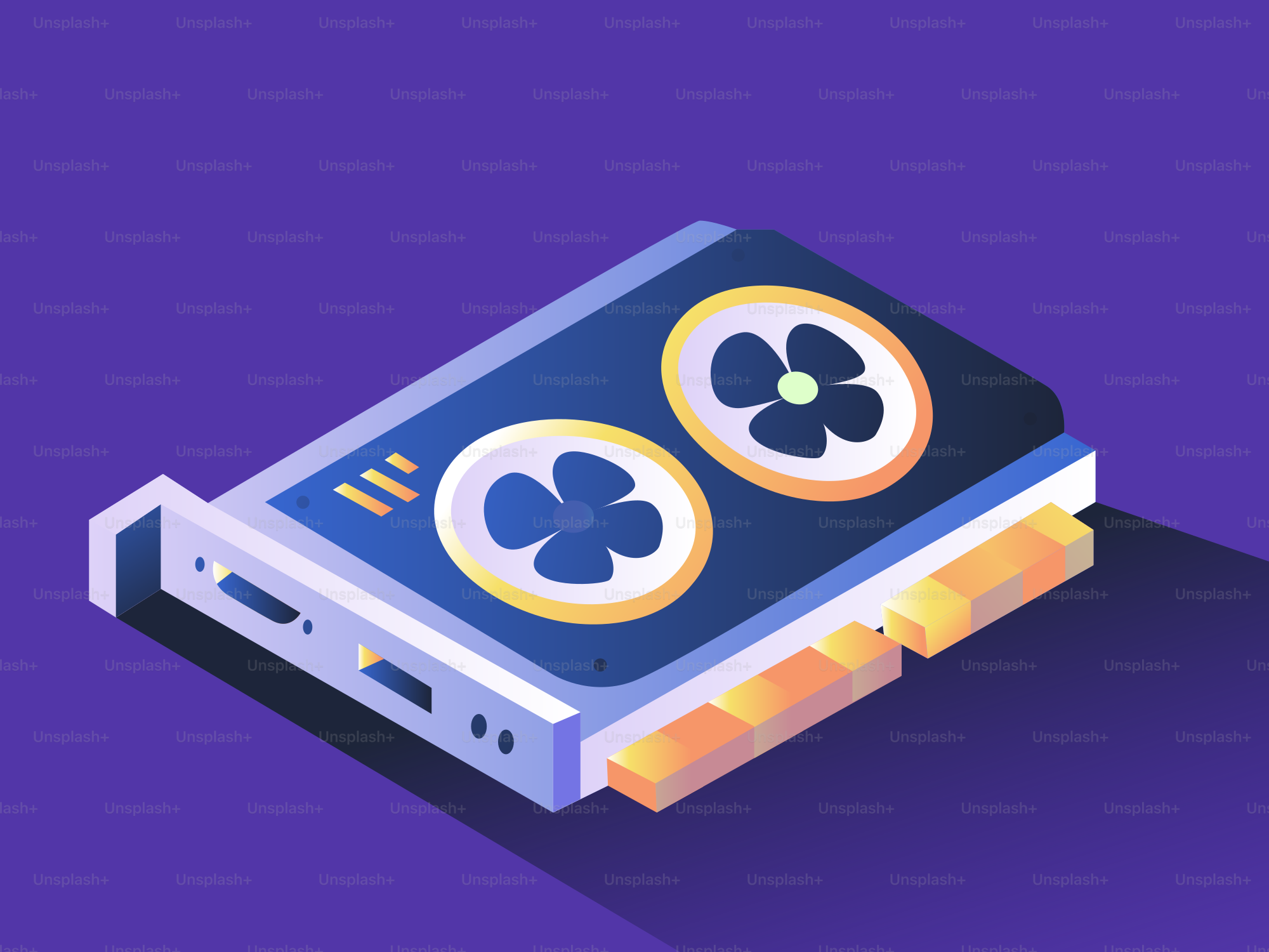 Computer graphics card with two fans