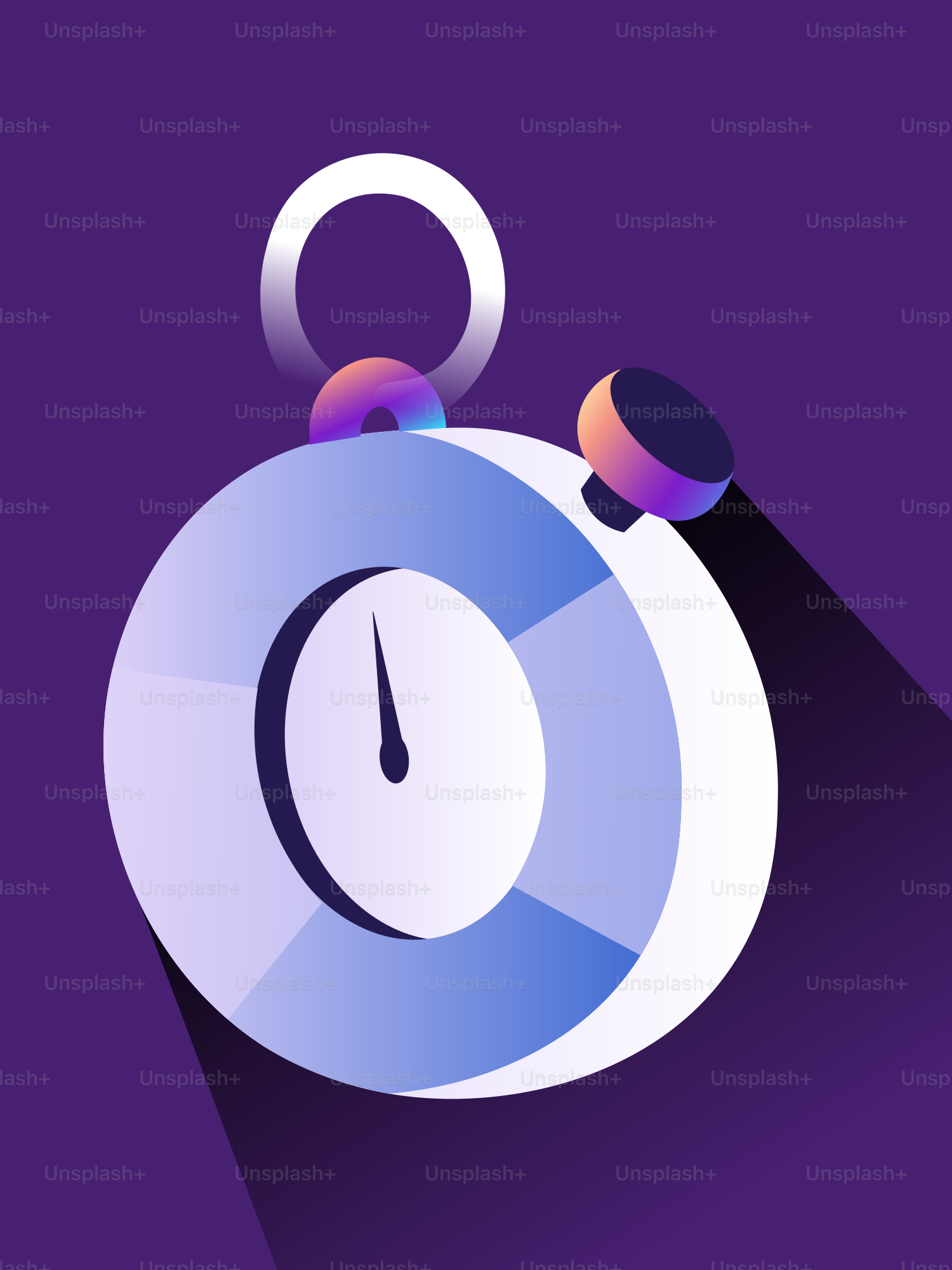 Stylized stopwatch on a purple background