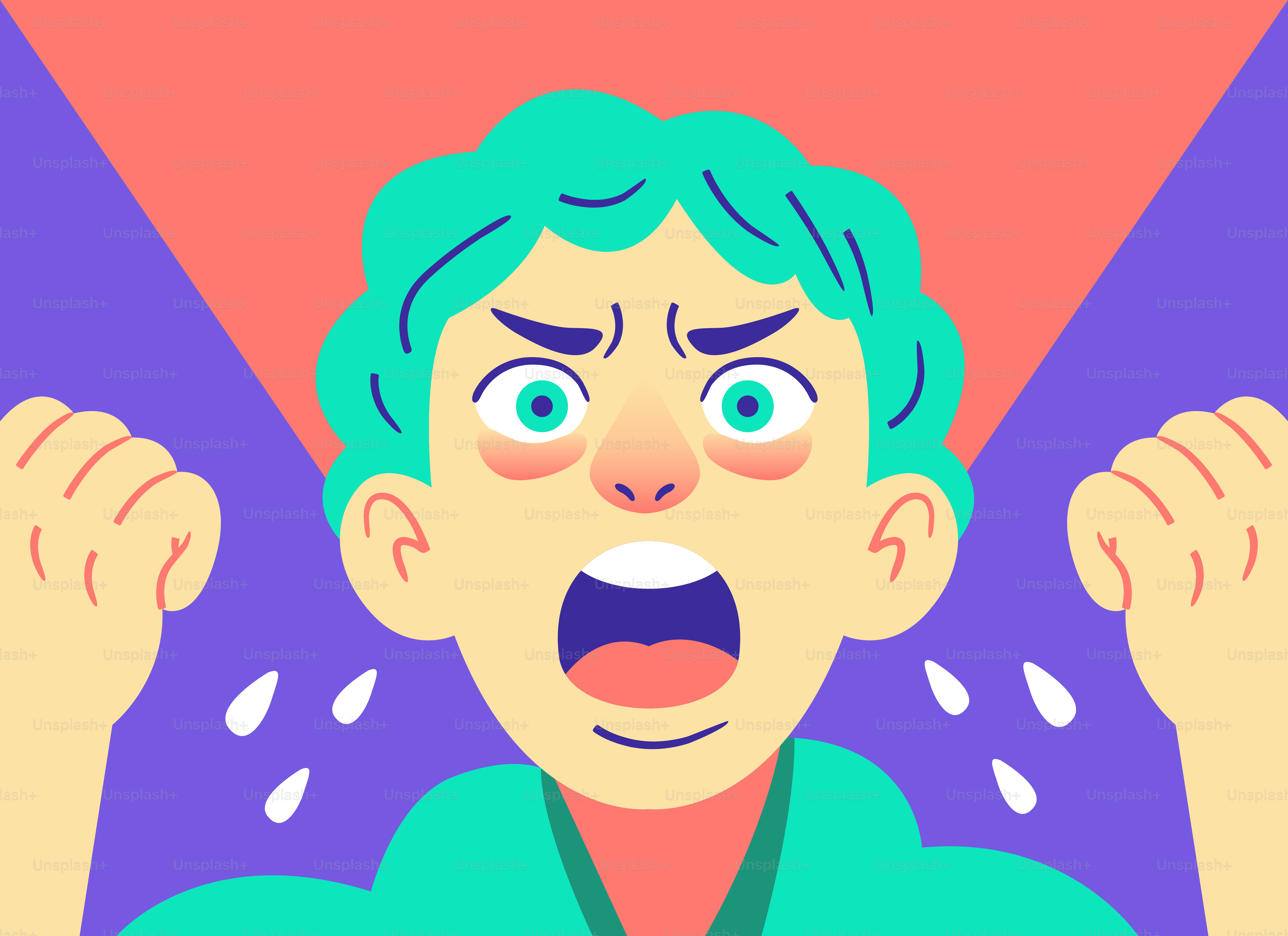 Eine Person, die mit geballten Fäusten schrie