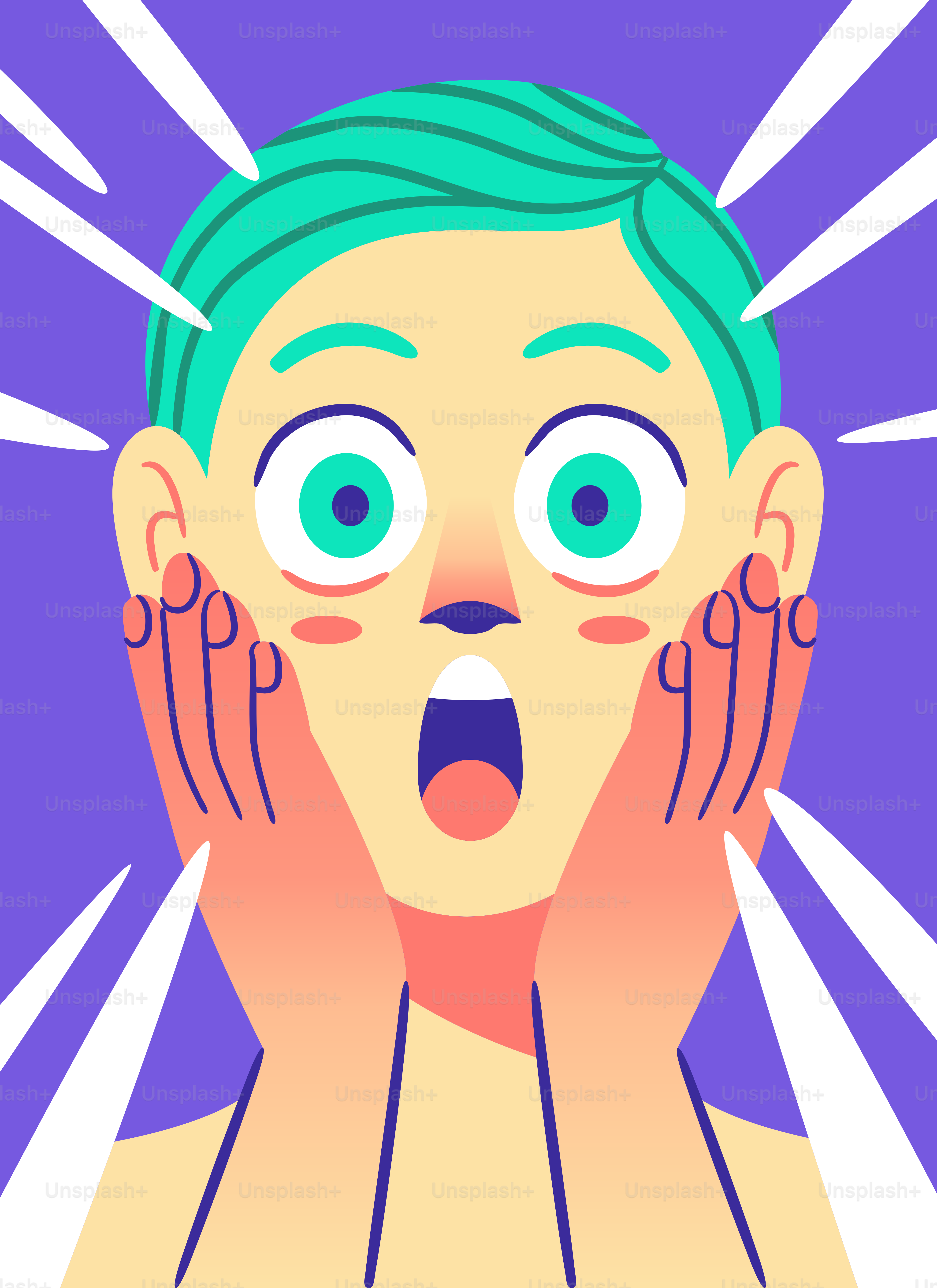 Eine überraschte Person mit großen Augen und offenem Mund.