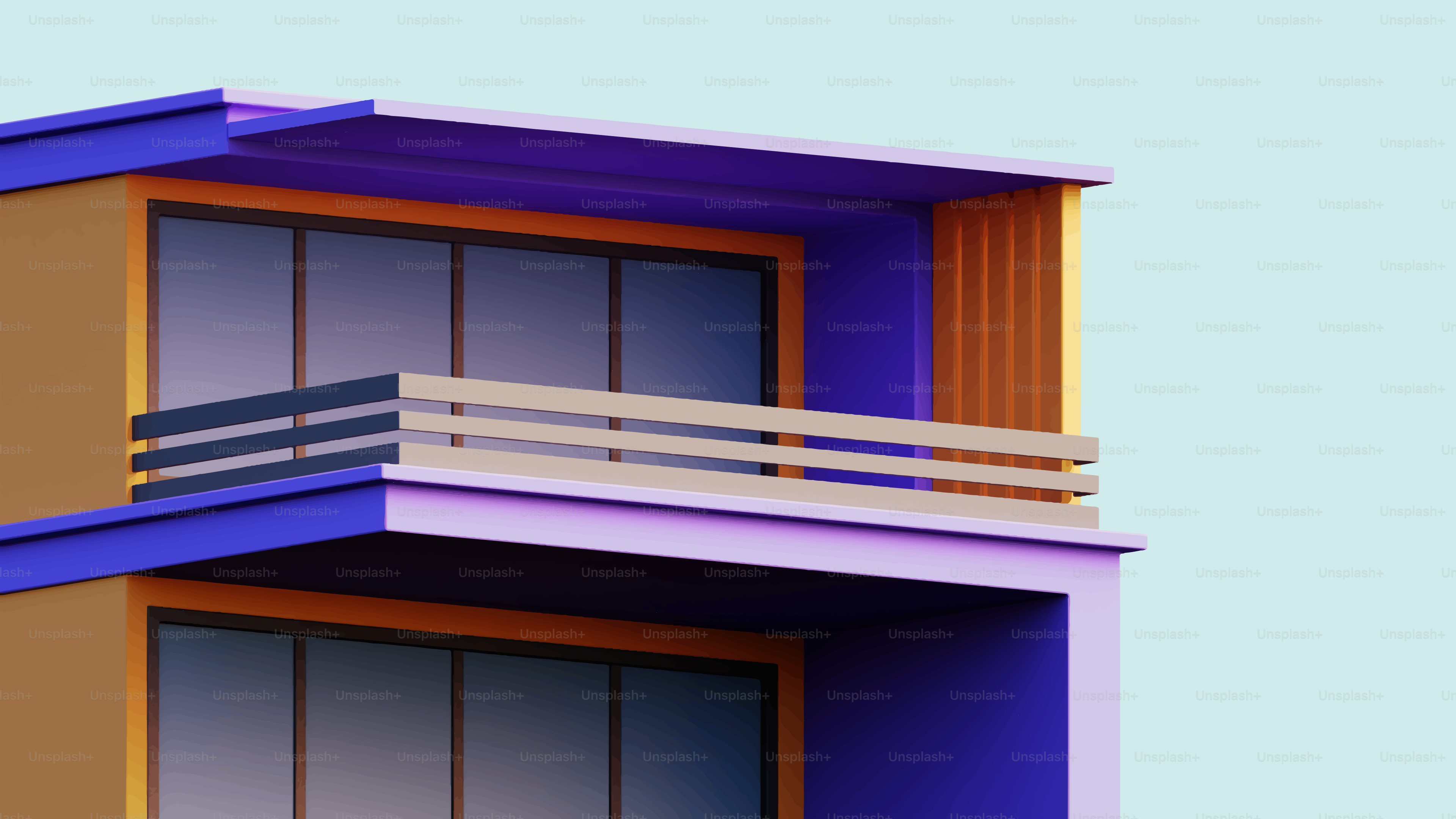 Bâtiment moderne avec balcons et fenêtres colorés