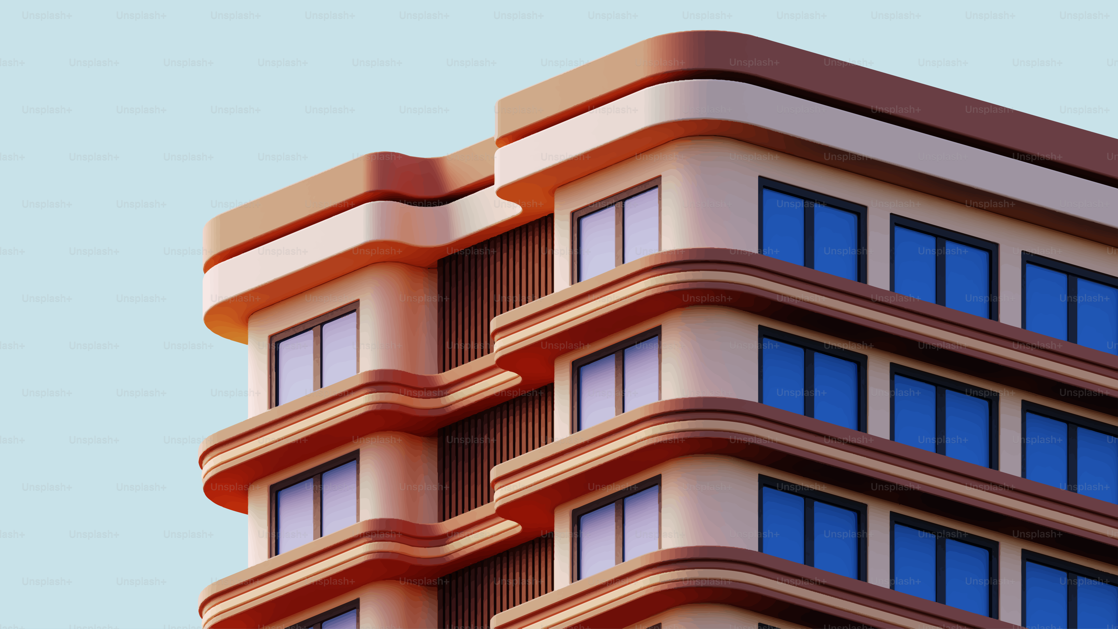 Bâtiment moderne aux coins arrondis contre le ciel