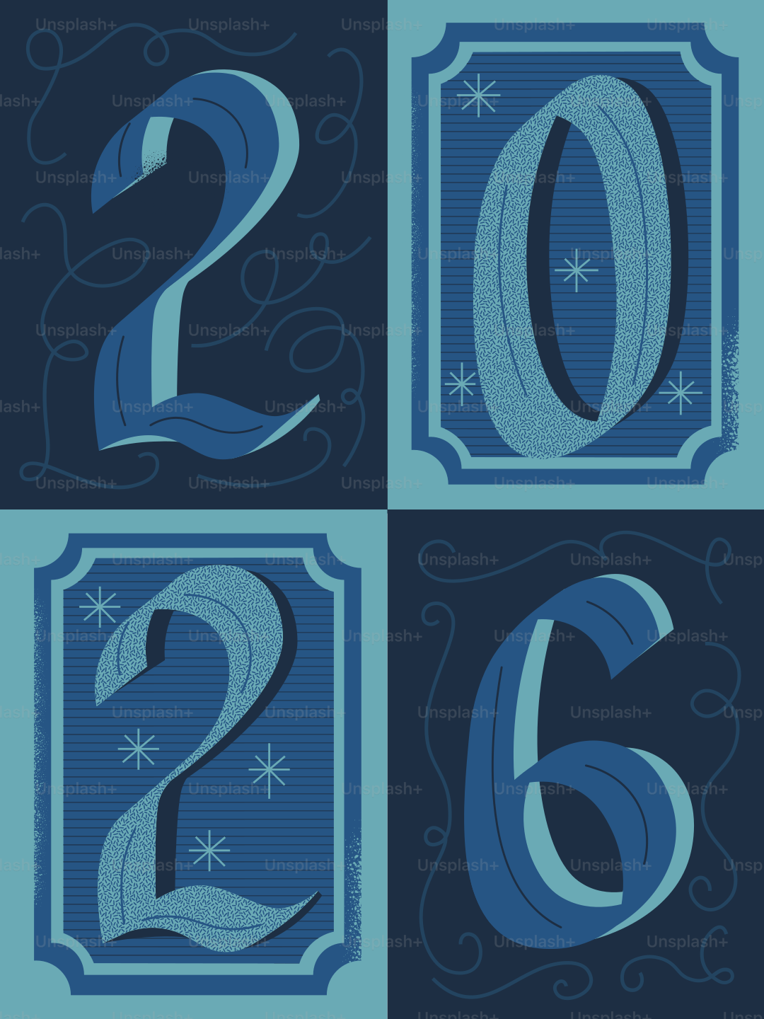 Stilisierte Zahlen, die das Jahr 2026 bilden