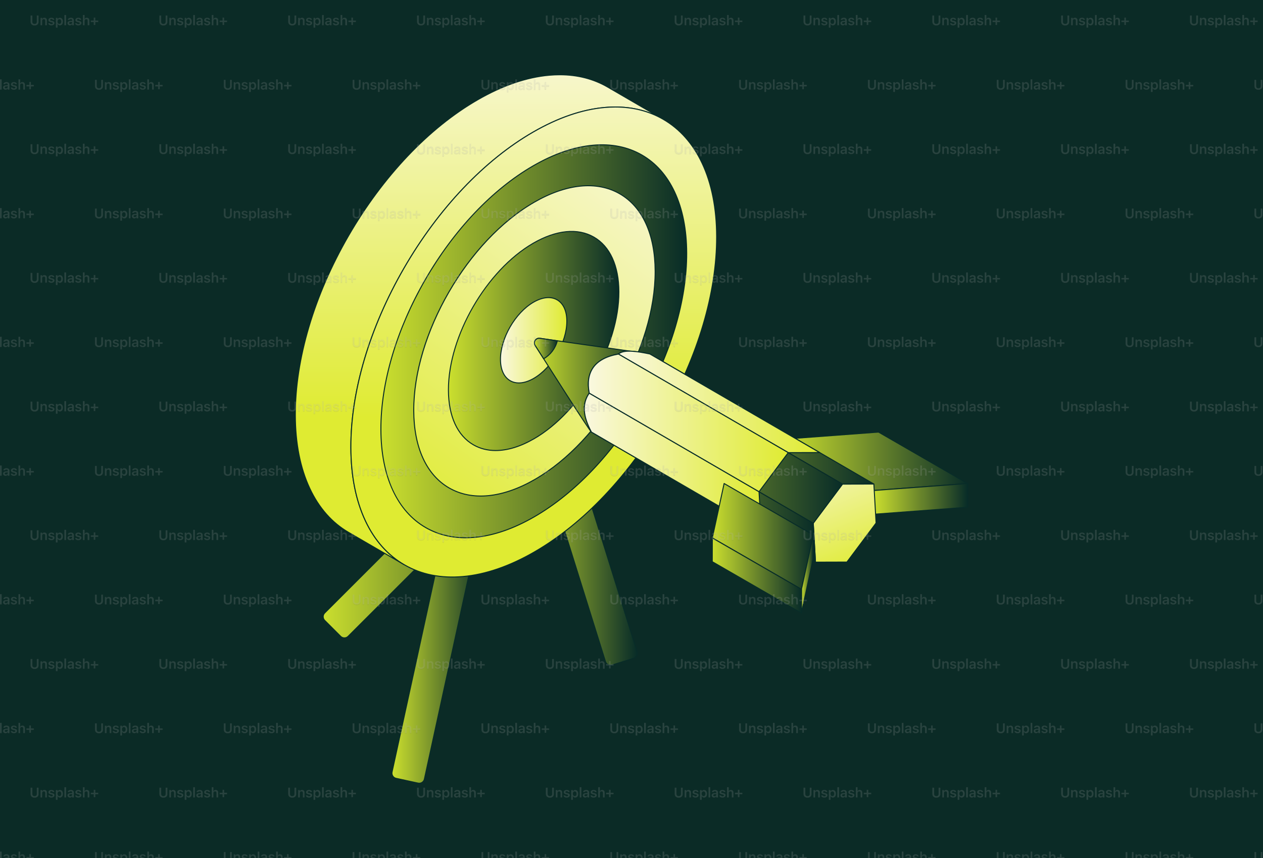 A dart hitting the bullseye on a target.