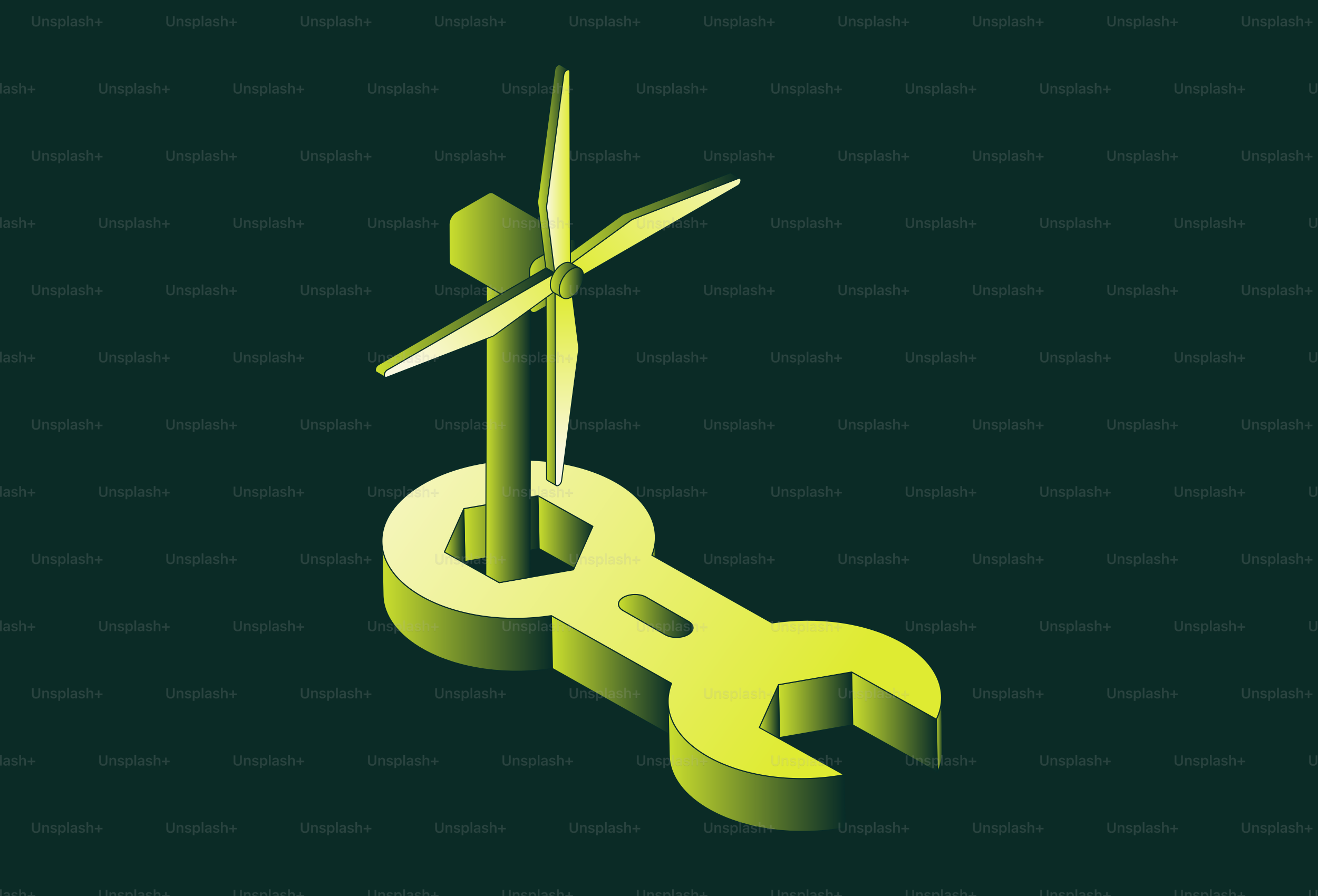 Wind turbine repair with wrench and turbine