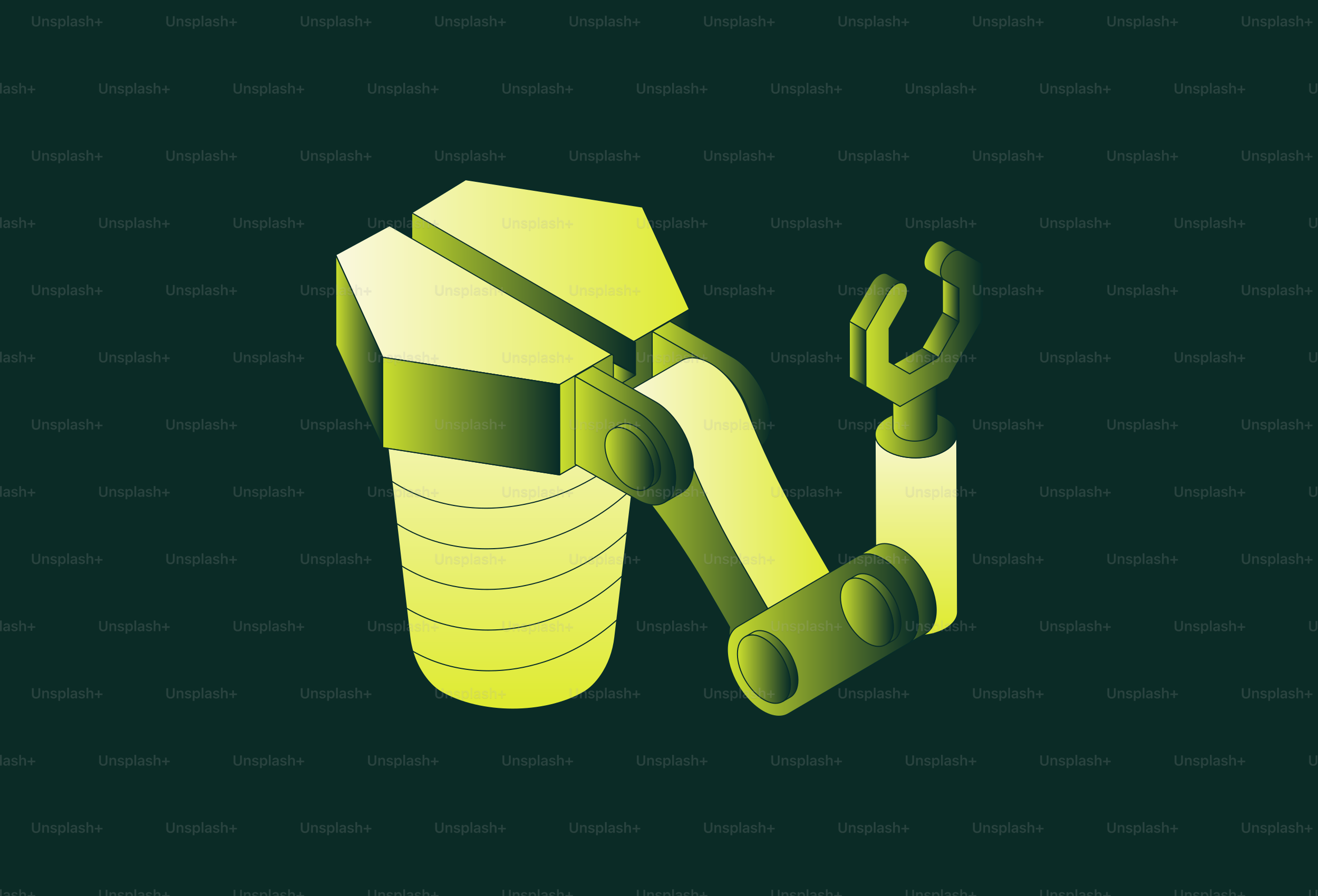 Un bras robotique futuriste avec une finition jaune éclatant