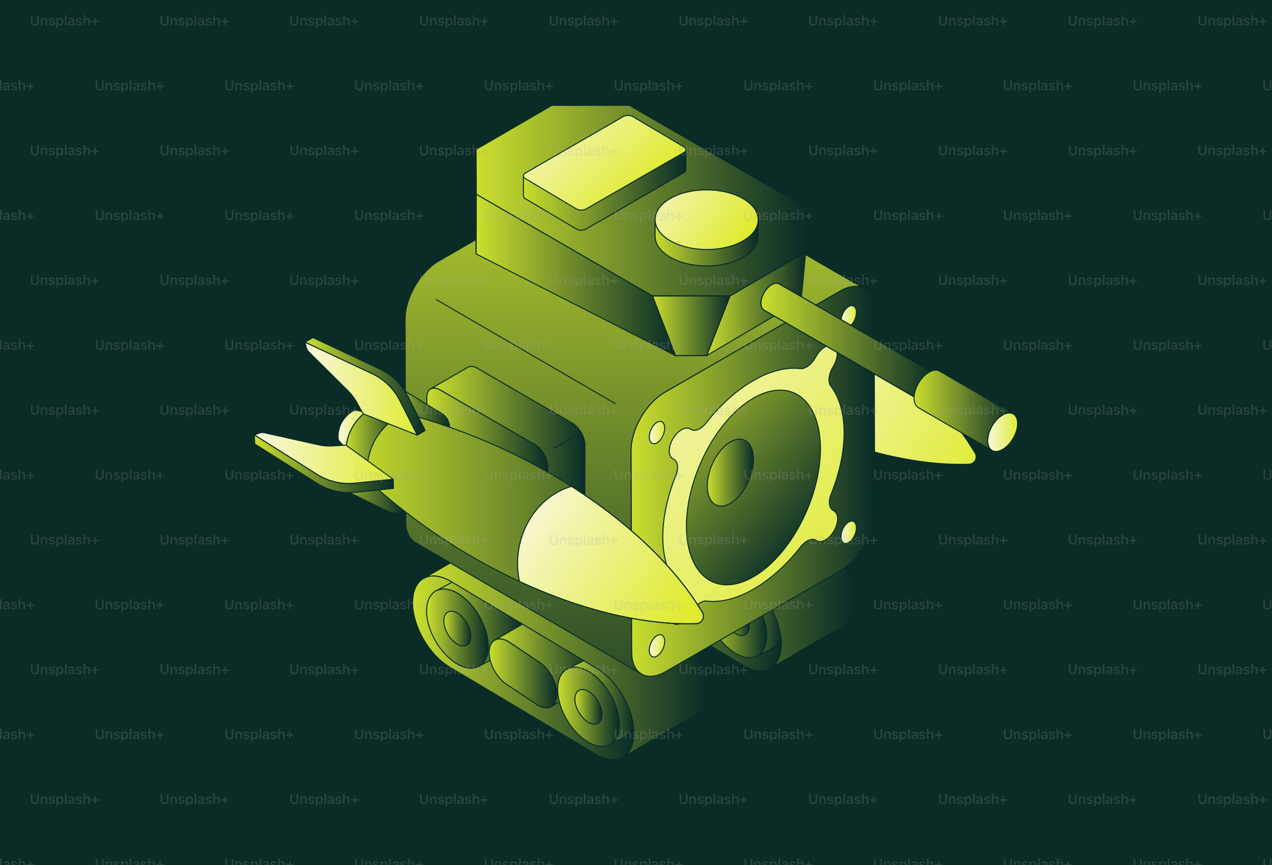 A futuristic green tank with missiles and a speaker.