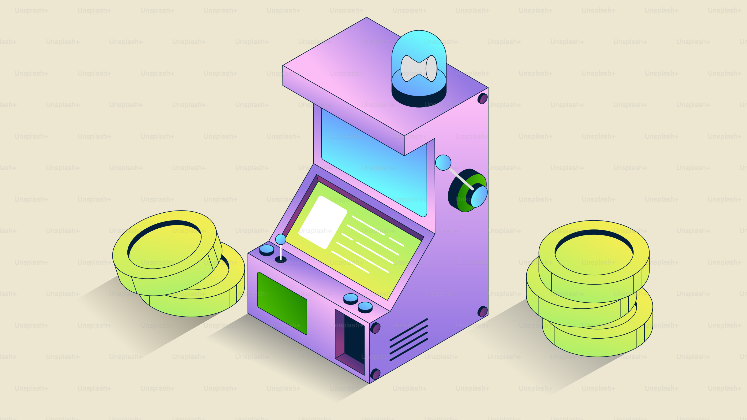 Machine d’arcade rétro avec des piles de pièces