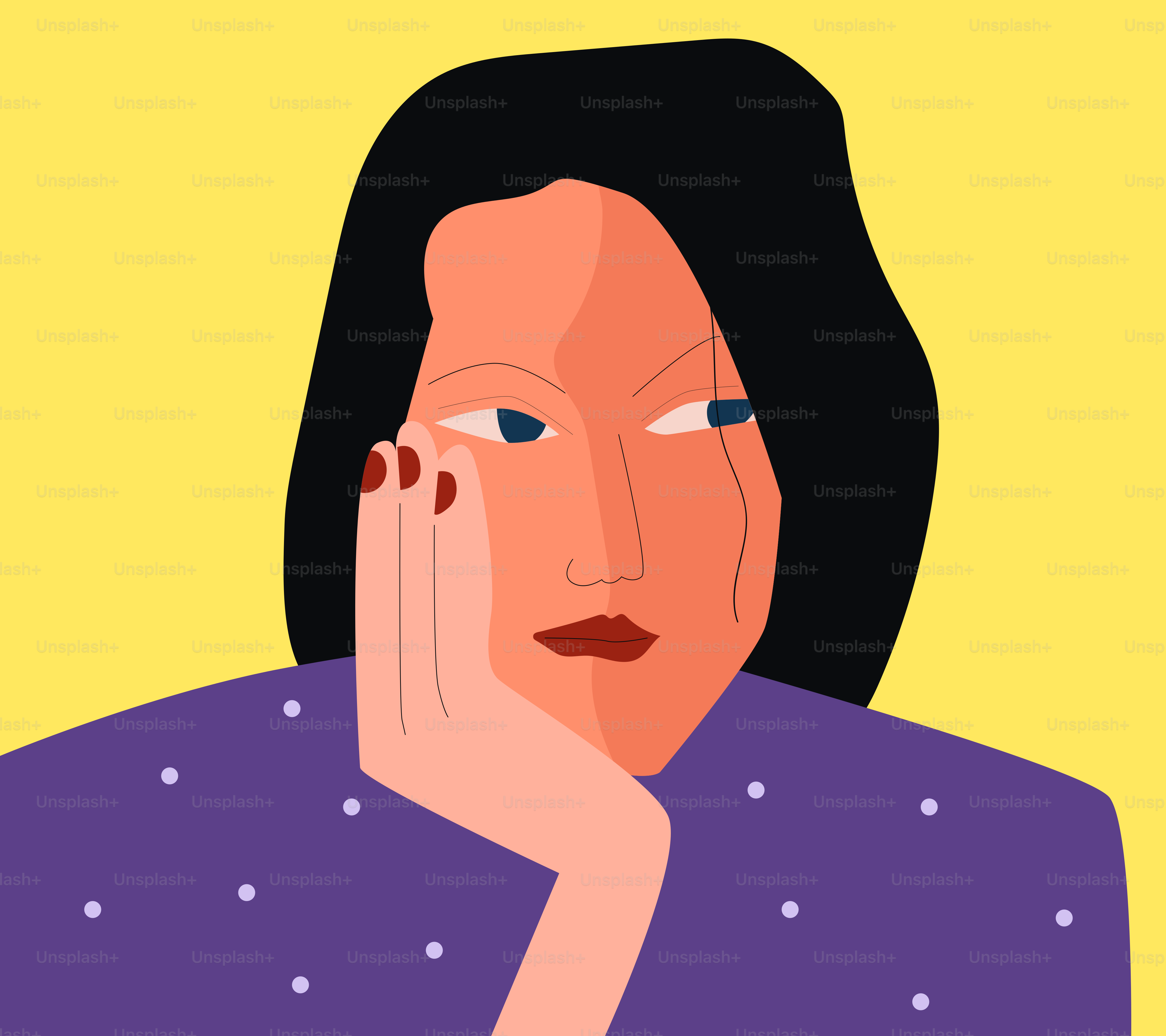 Woman resting her chin on her hand.