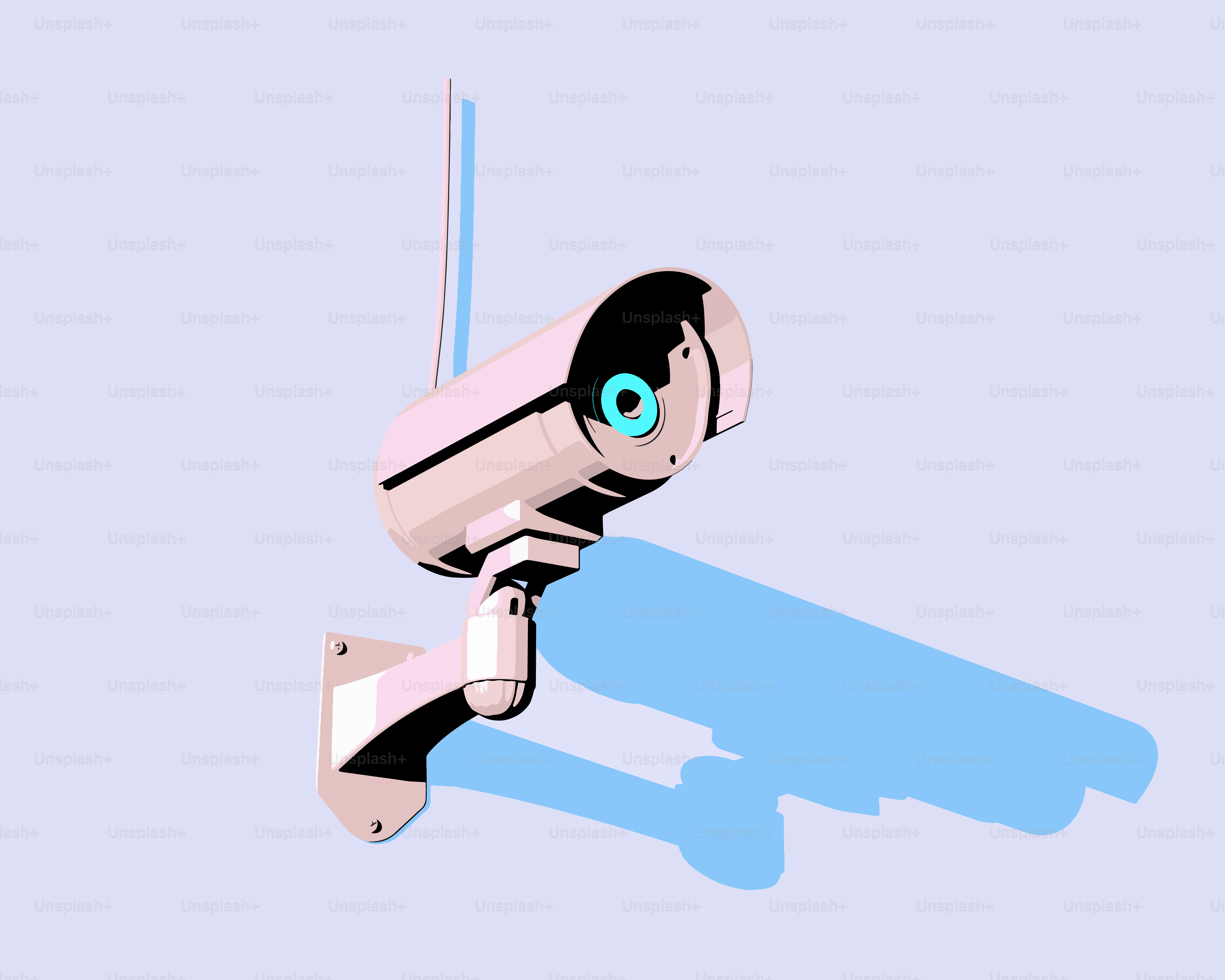 Security camera mounted on a wall with a shadow.