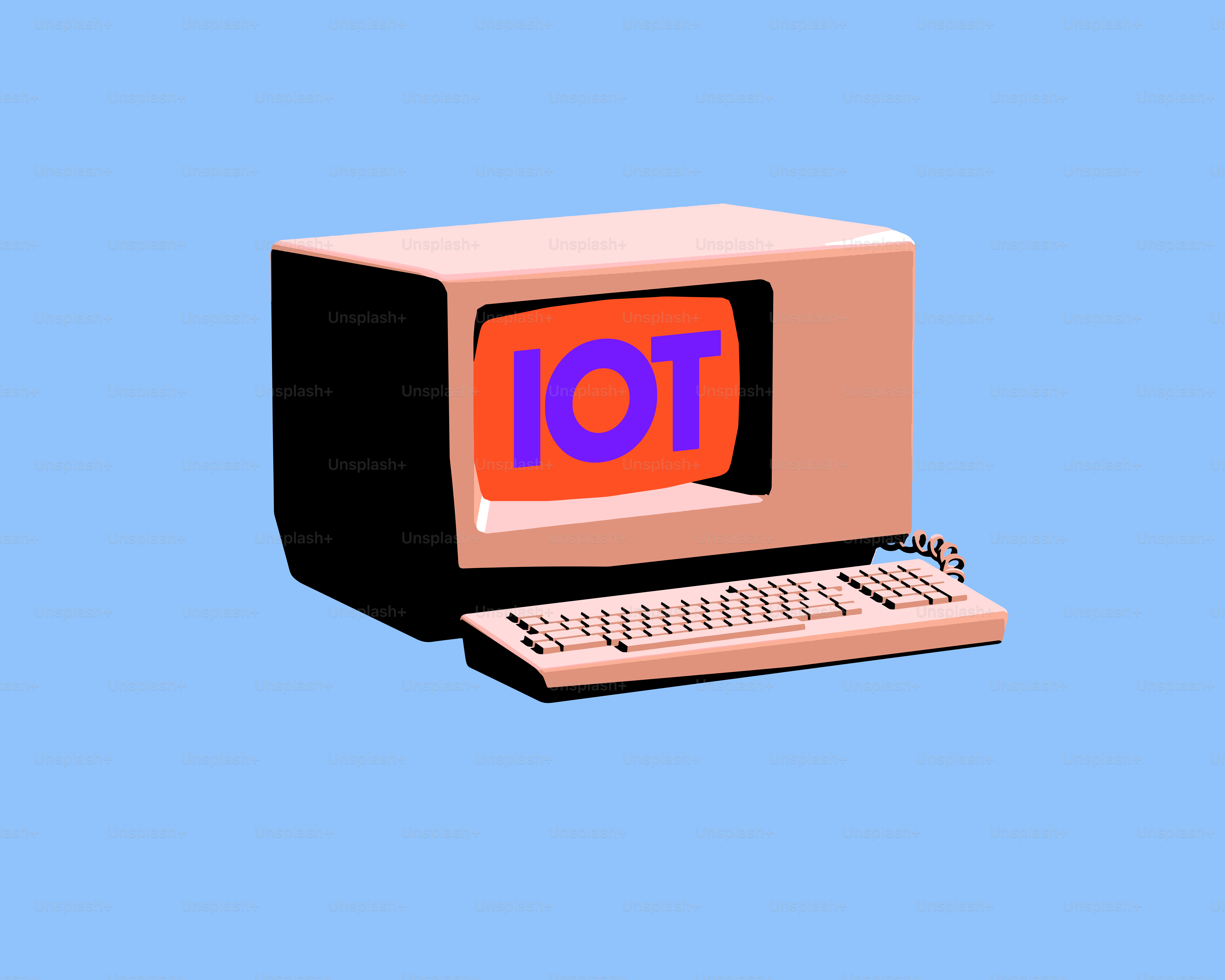 Retro-Computer mit IoT-Text auf dem Bildschirm