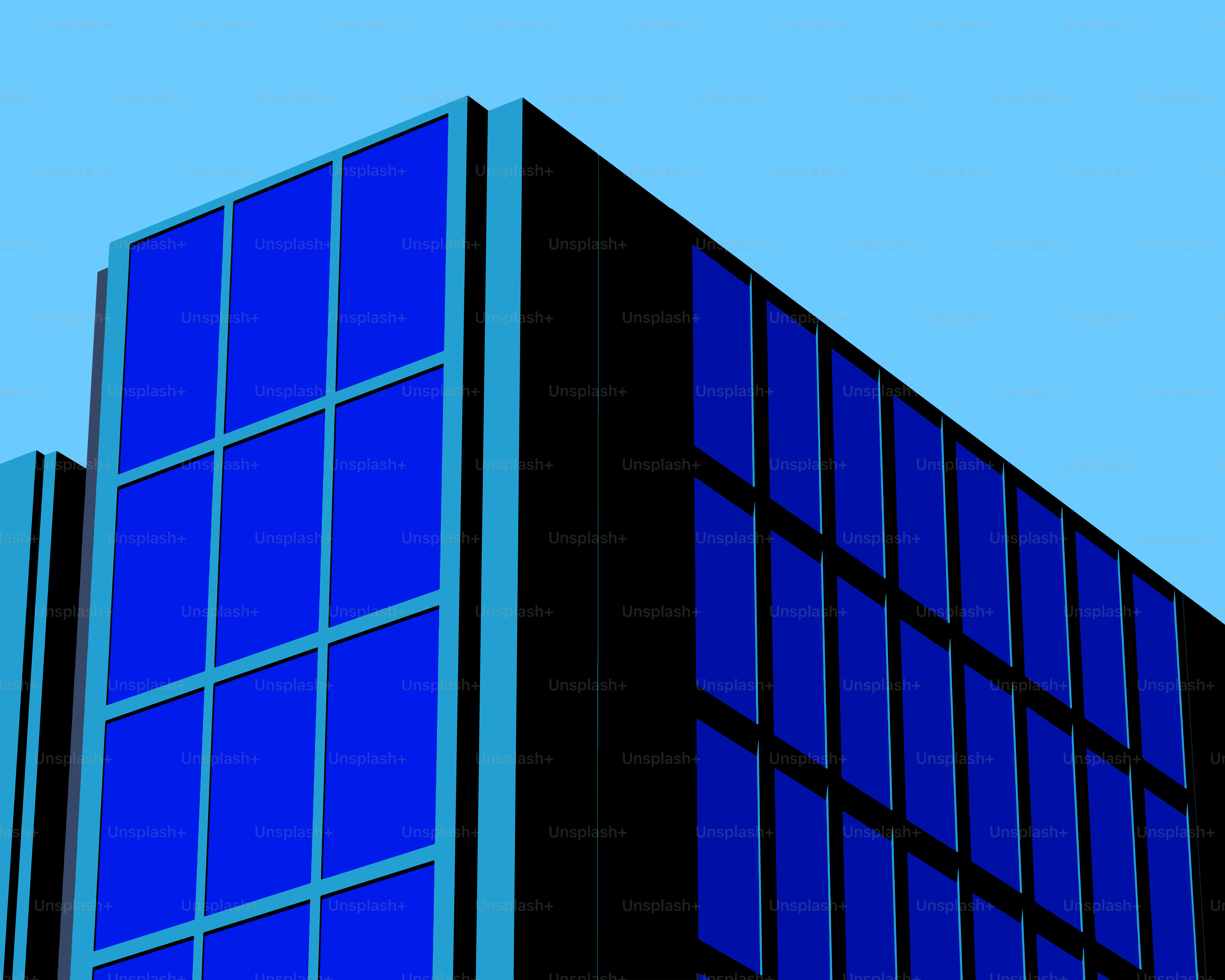Modern skyscraper with blue glass windows