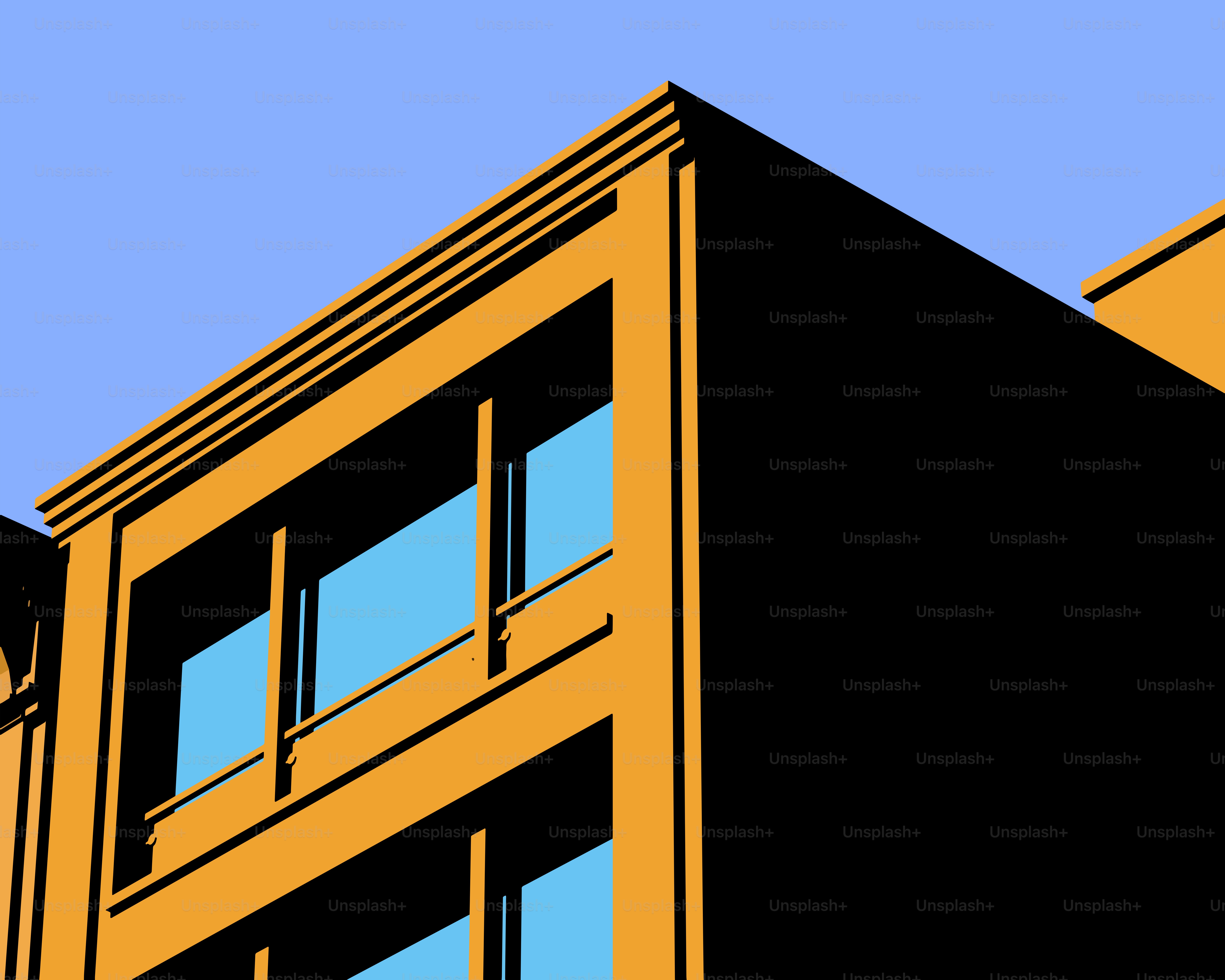 Canto de um edifício alaranjado contra o céu azul