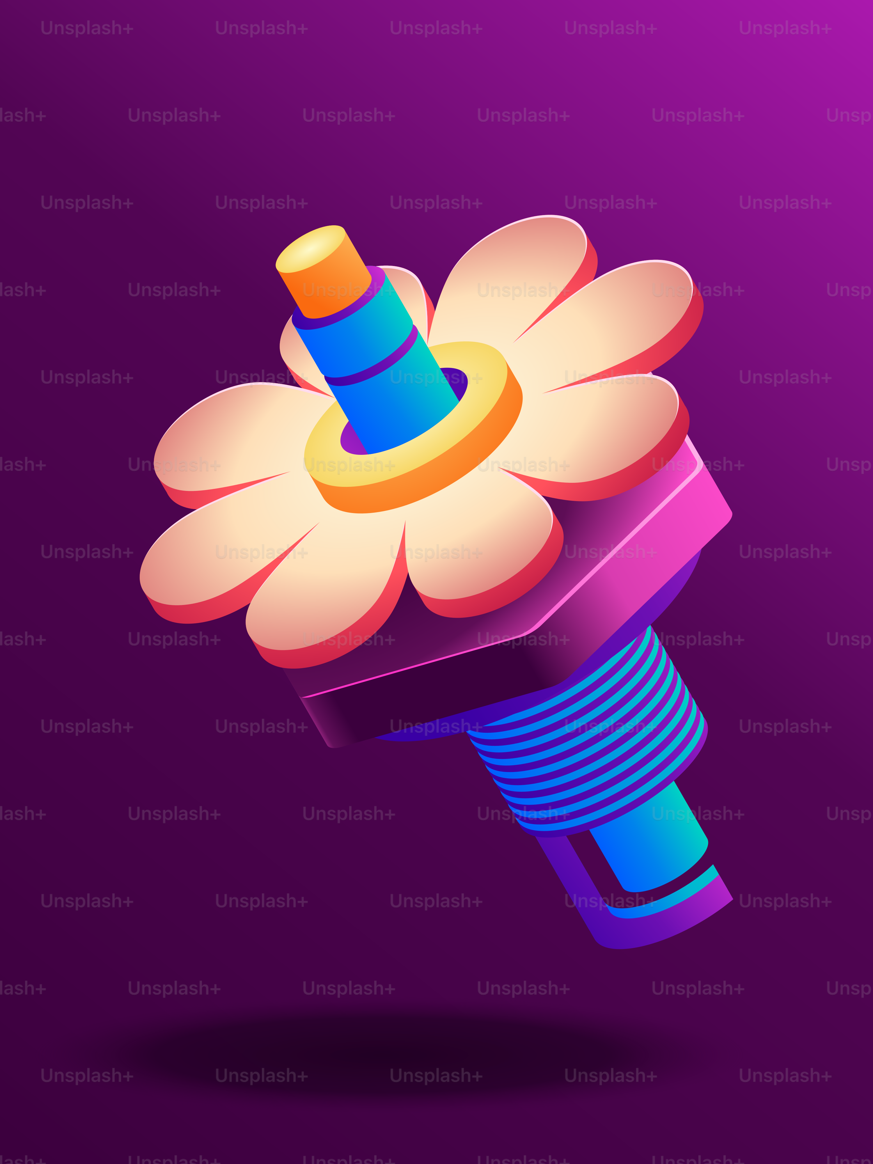 보라색 배경에 화려한 꽃 모양의 번개가 있었다