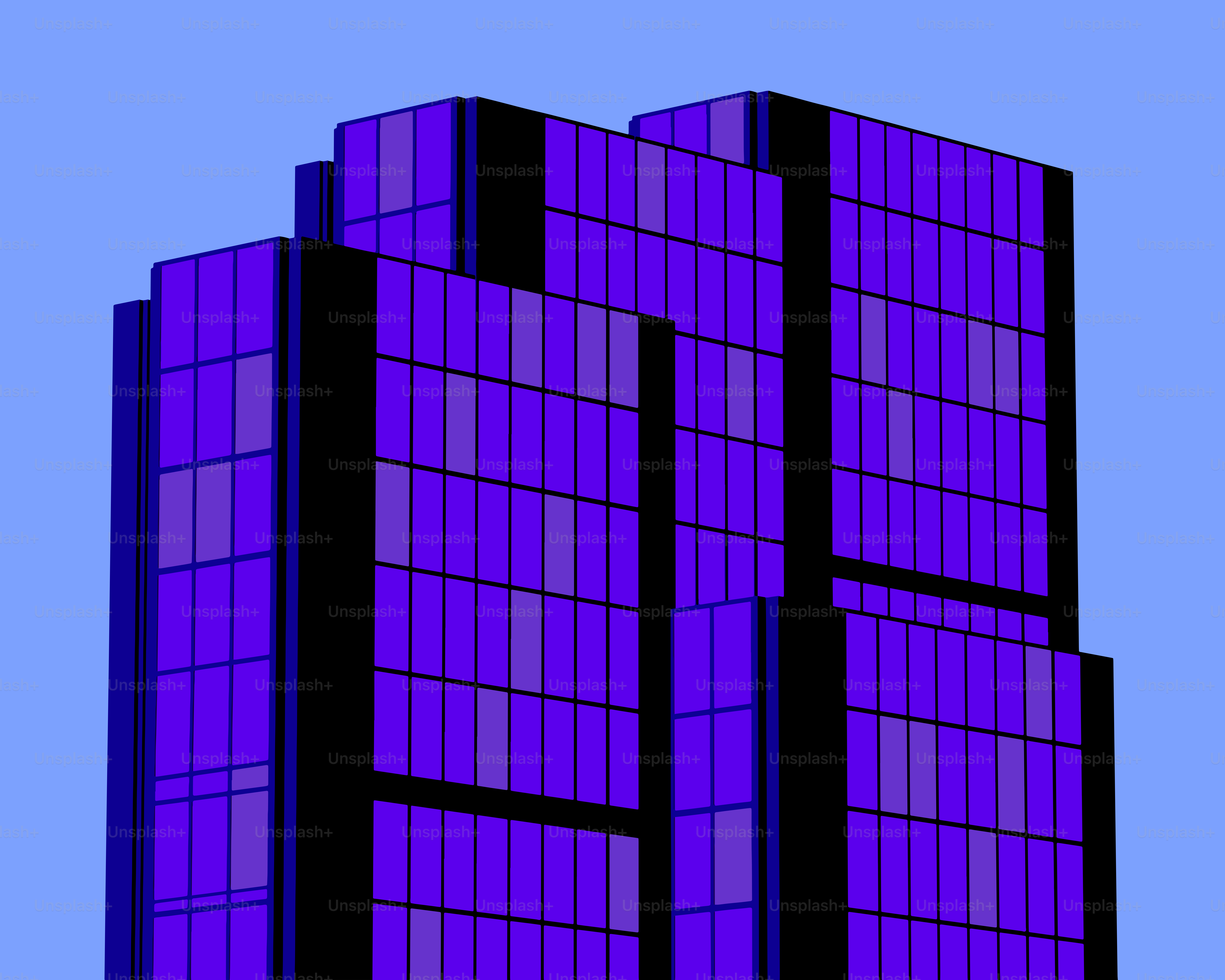 Modern skyscraper with purple glass windows