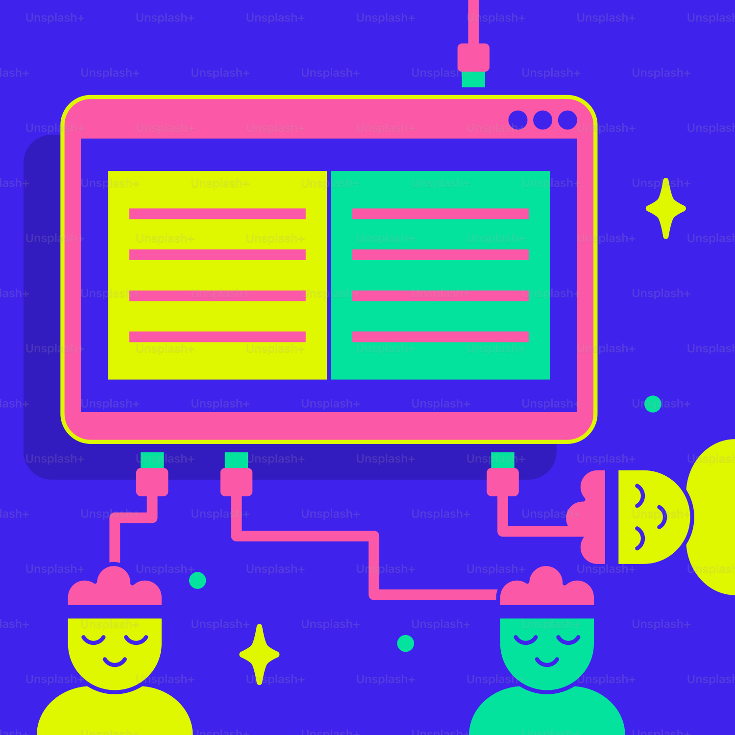 Dos personas conectadas a una pantalla de ordenador