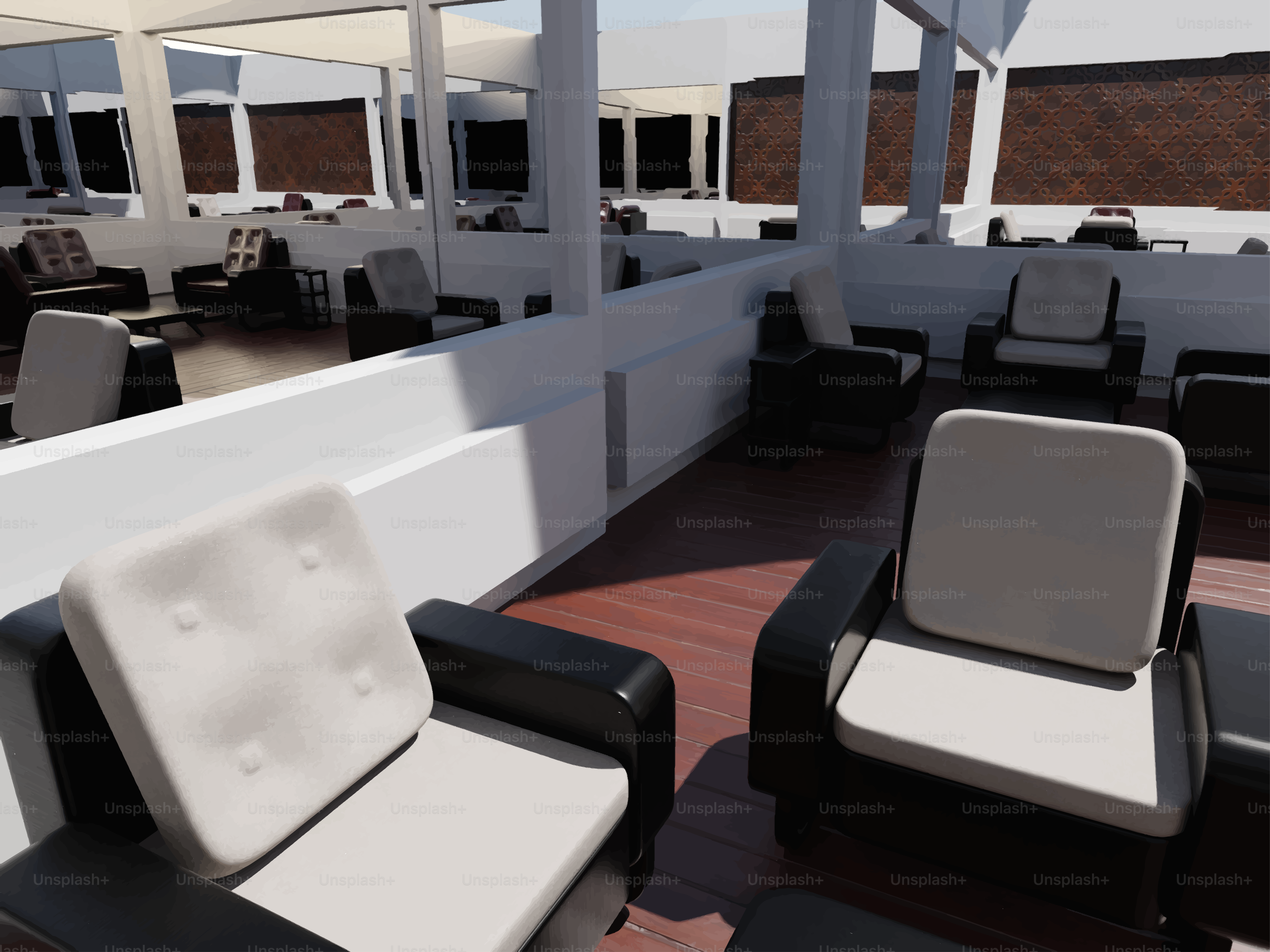 Salón moderno en la azotea con cómodas zonas de asiento.