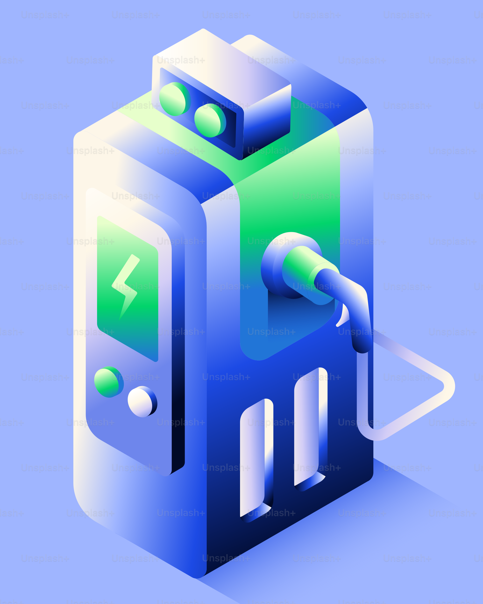 Station de recharge pour voiture électrique avec prise insérée