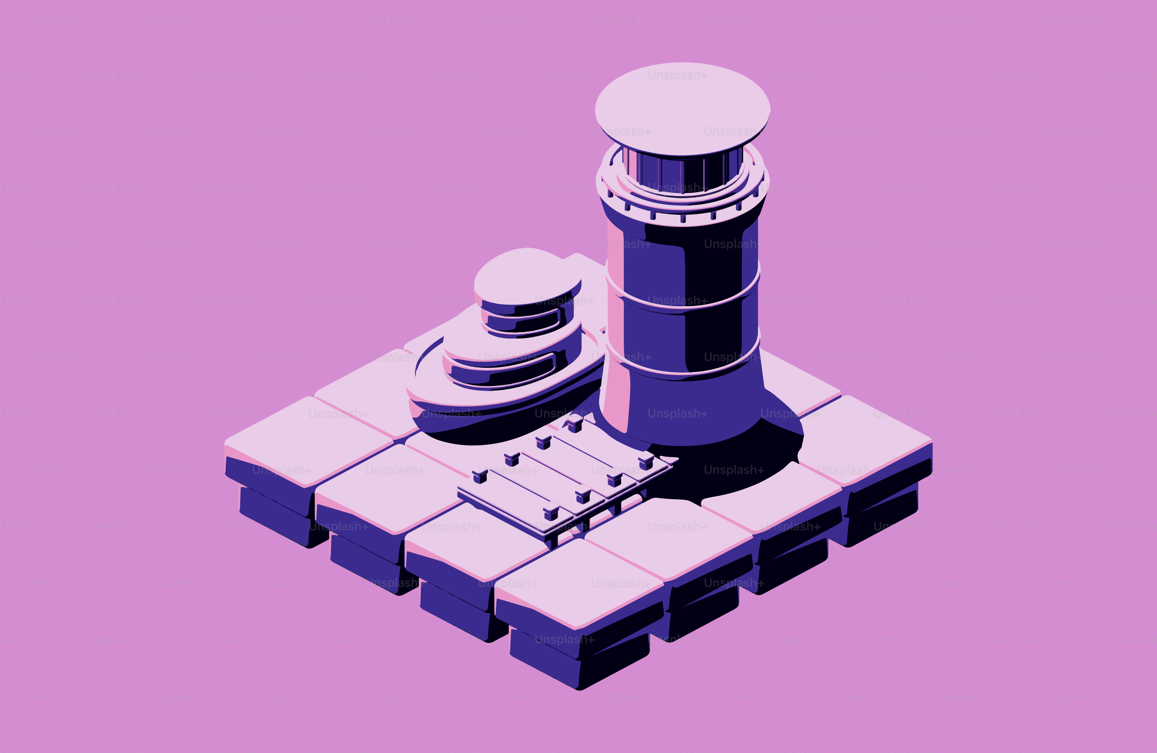 Isometric view of a building's rooftop ventilation system