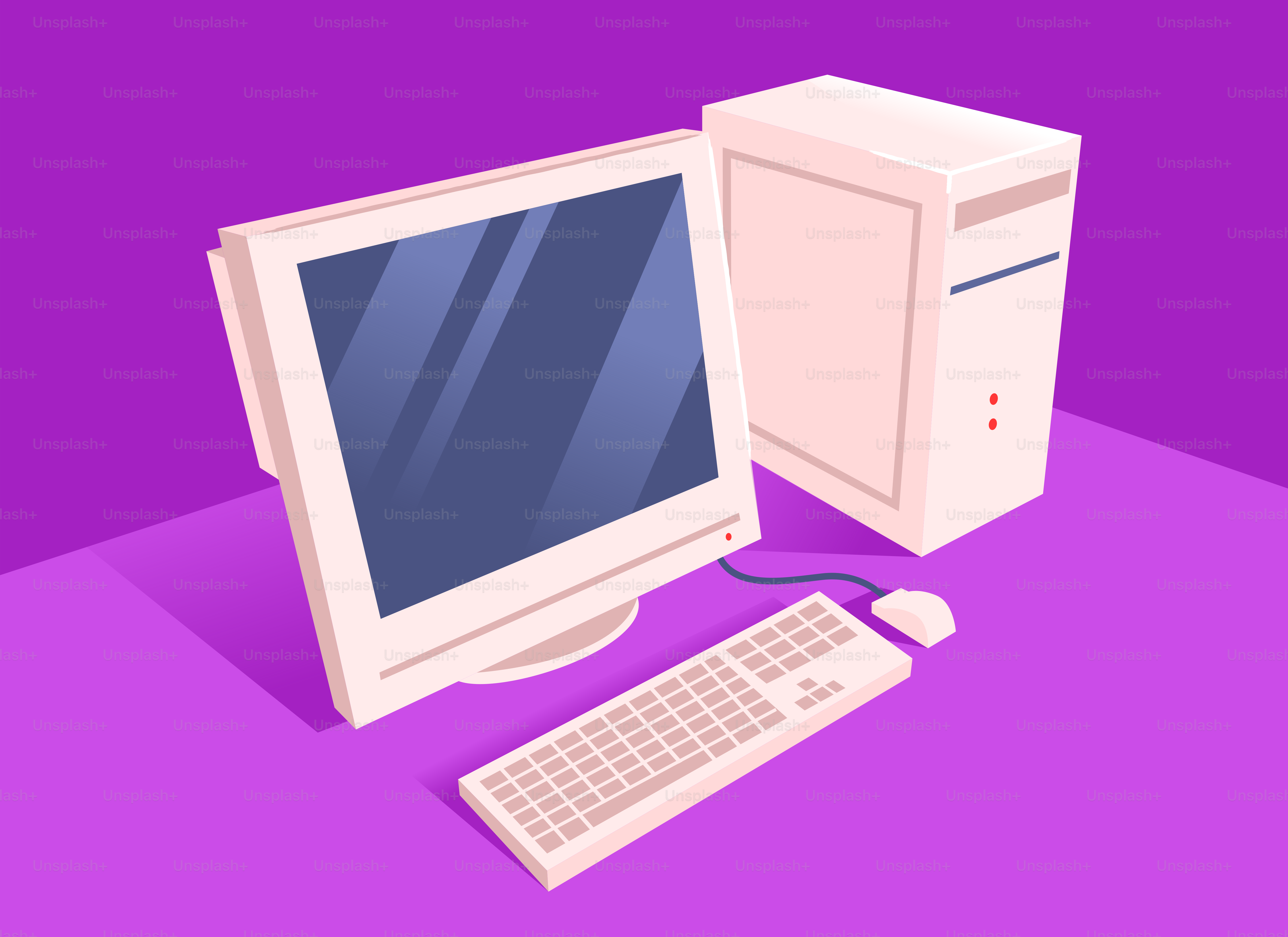 Vintage computer with monitor, keyboard, and mouse