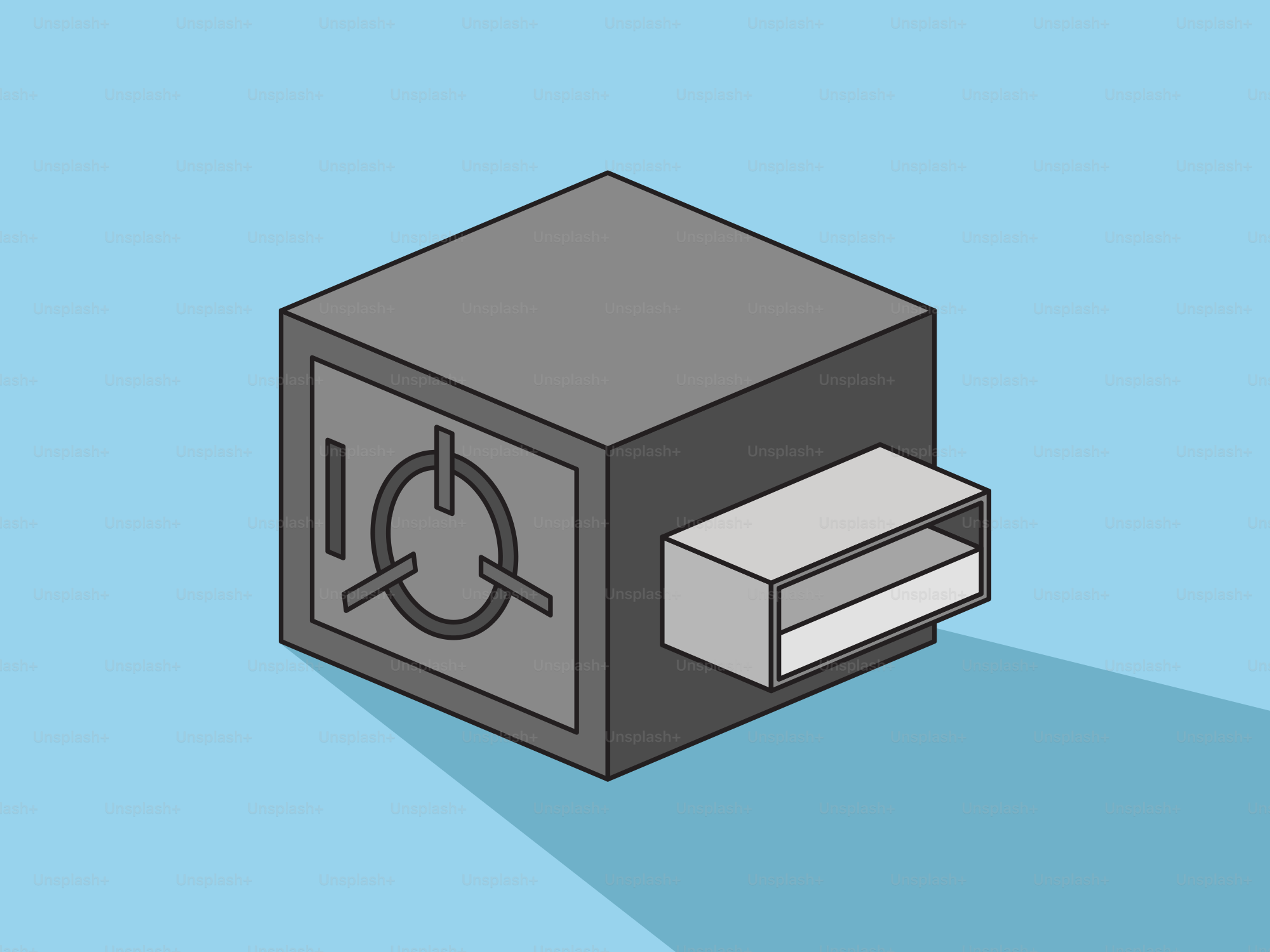 A gray cube with a usb connector on the side.