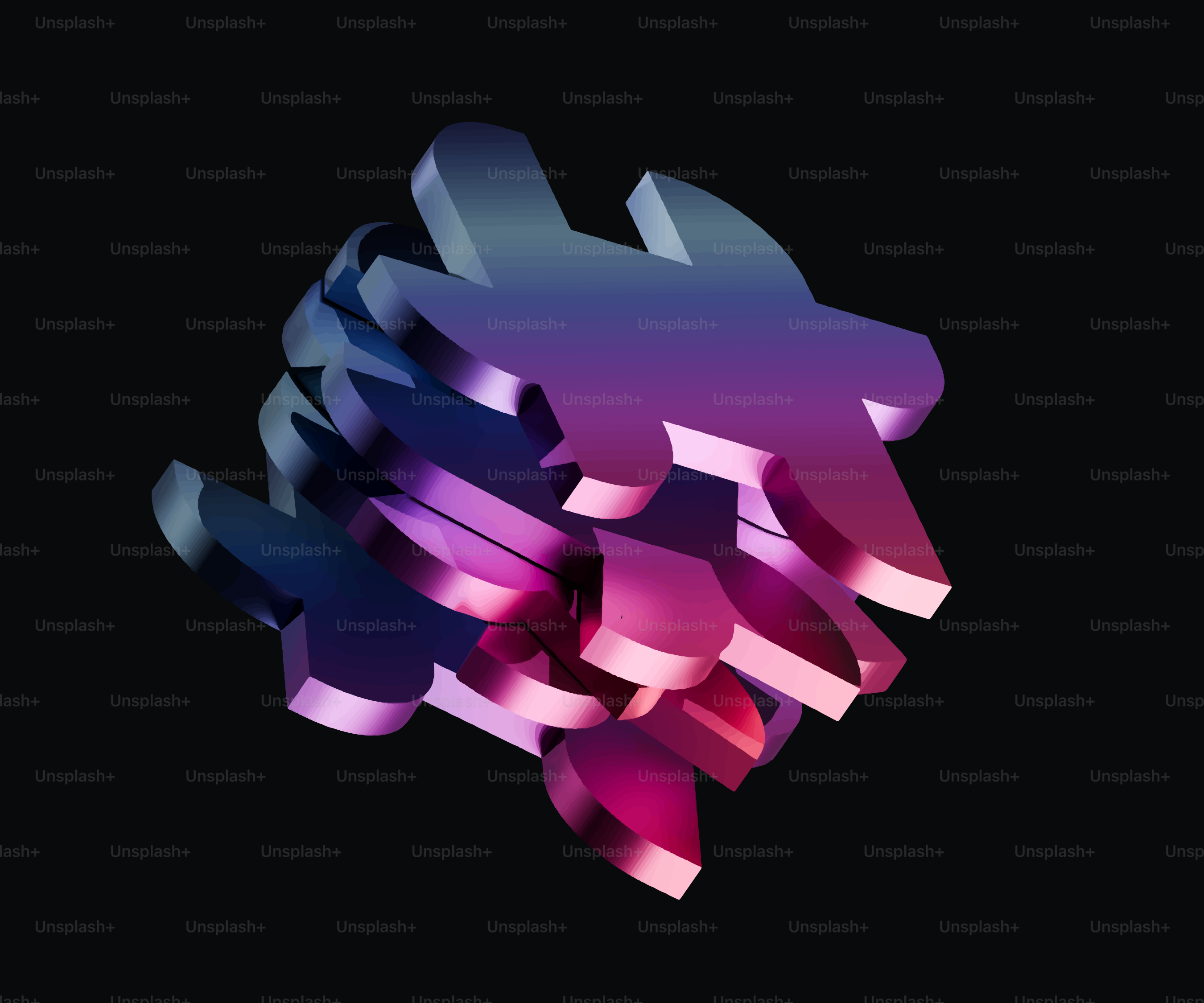 Stack of colorful abstract figures on black background