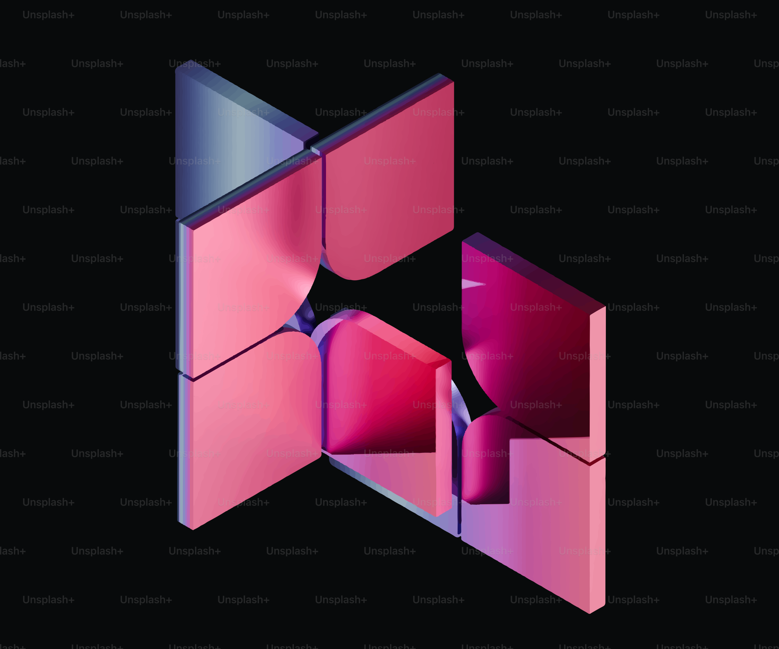 Forme geometriche astratte con sfumi rosa e blu