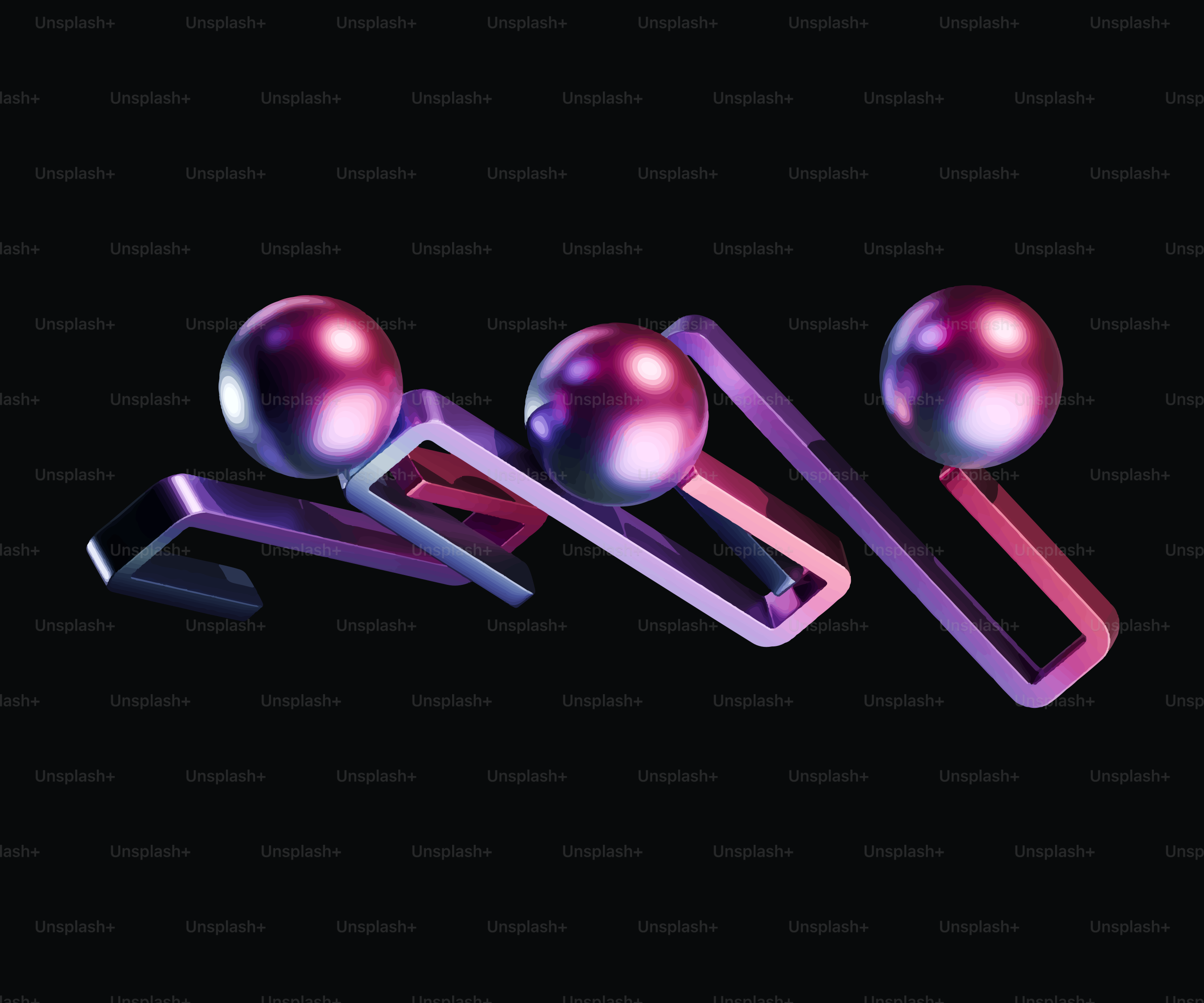 Drei metallische Kugeln auf abstrakten geometrischen Formen