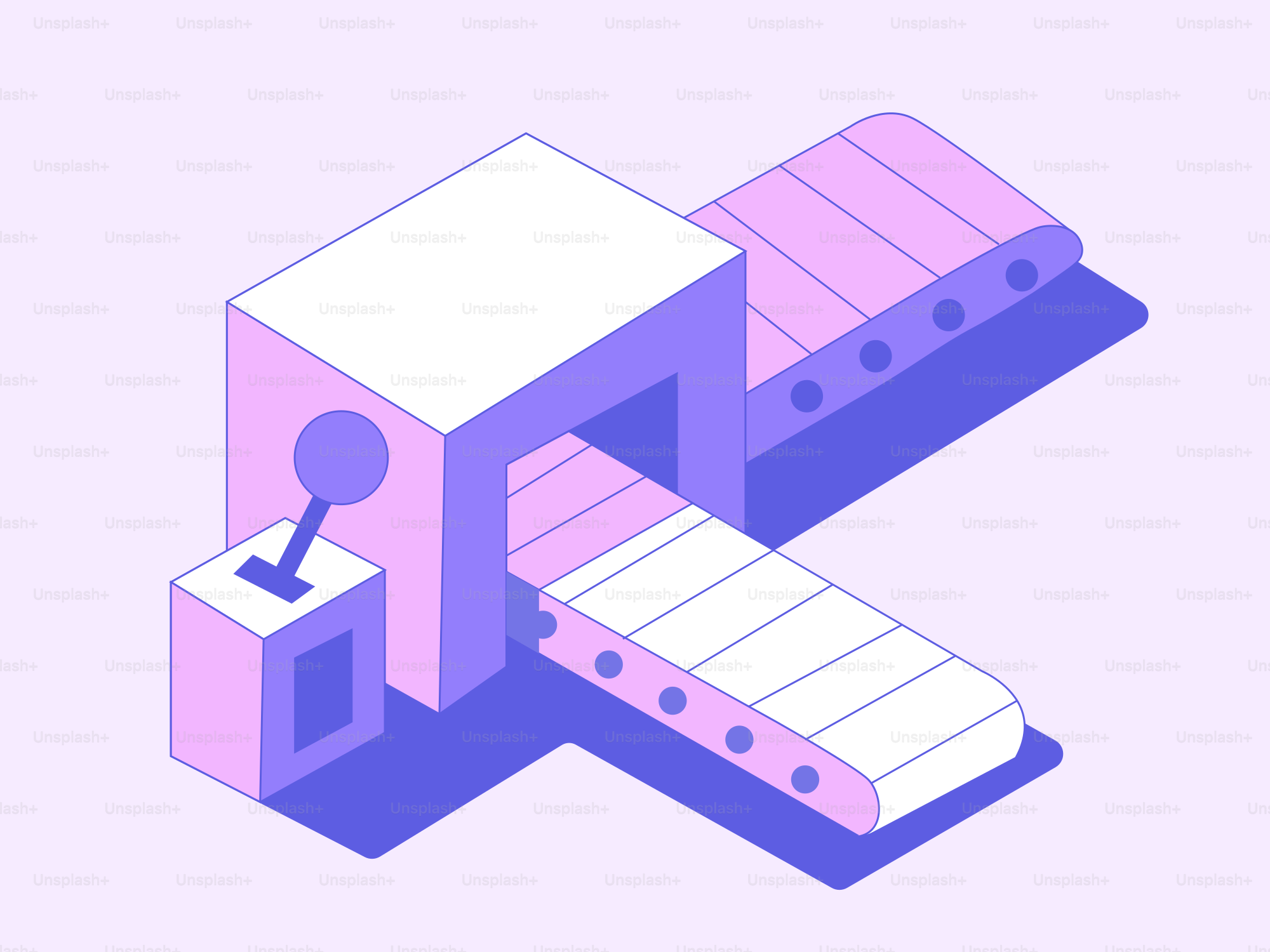 Isometric view of a conveyor belt system
