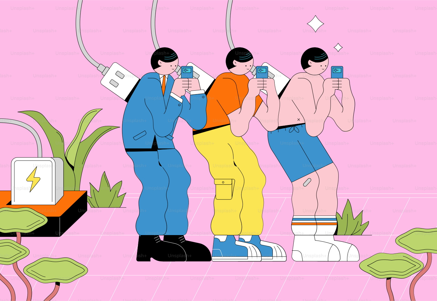 Trois personnes prenant des photos avec leur téléphone
