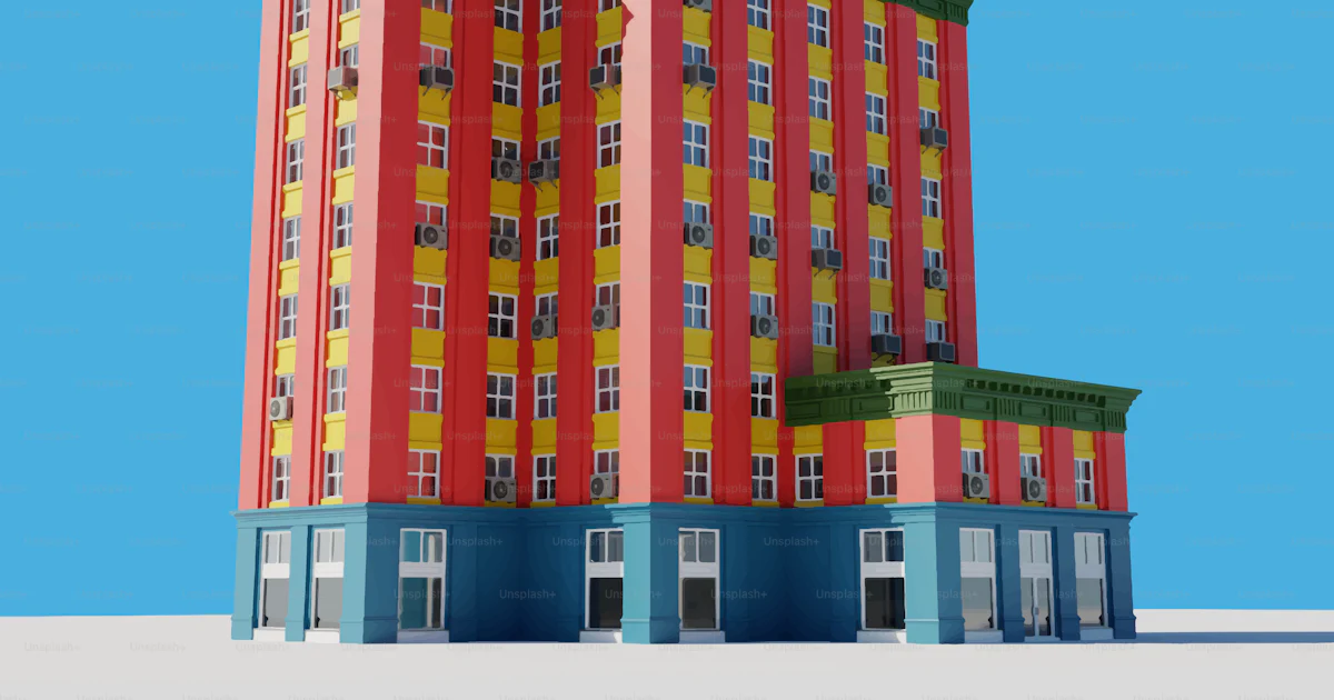 Colorful tall building with many windows vector – Building Image on ...